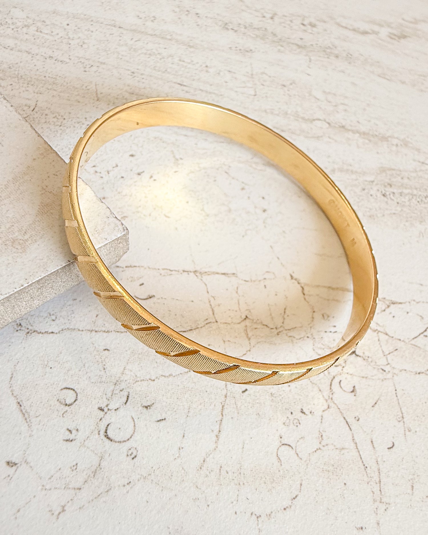 Vintage MONET Signed Gold Metal Bangle Bracelet