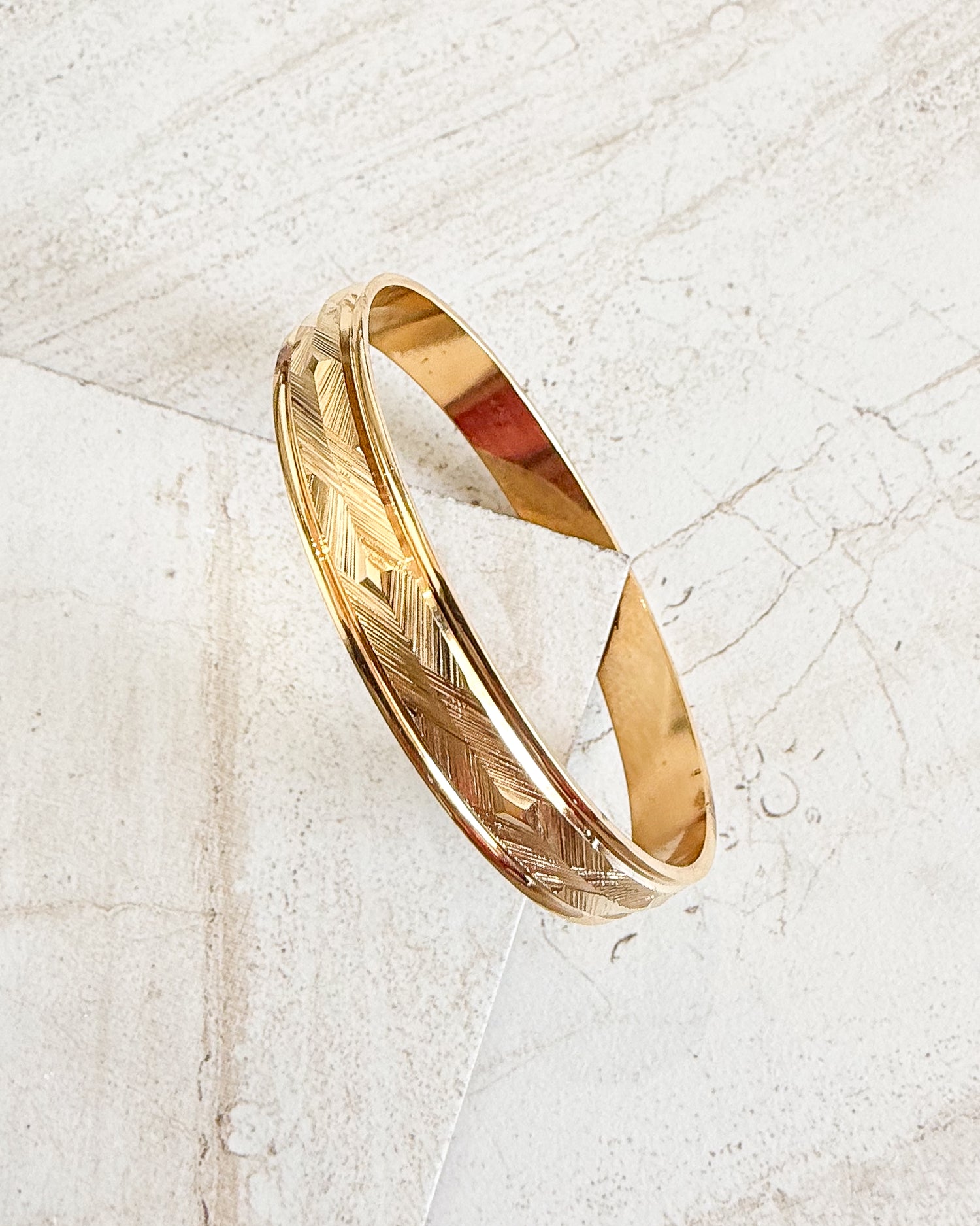 Vintage Monet M Beautifully Etched Gold Tone Bangle Bracelet