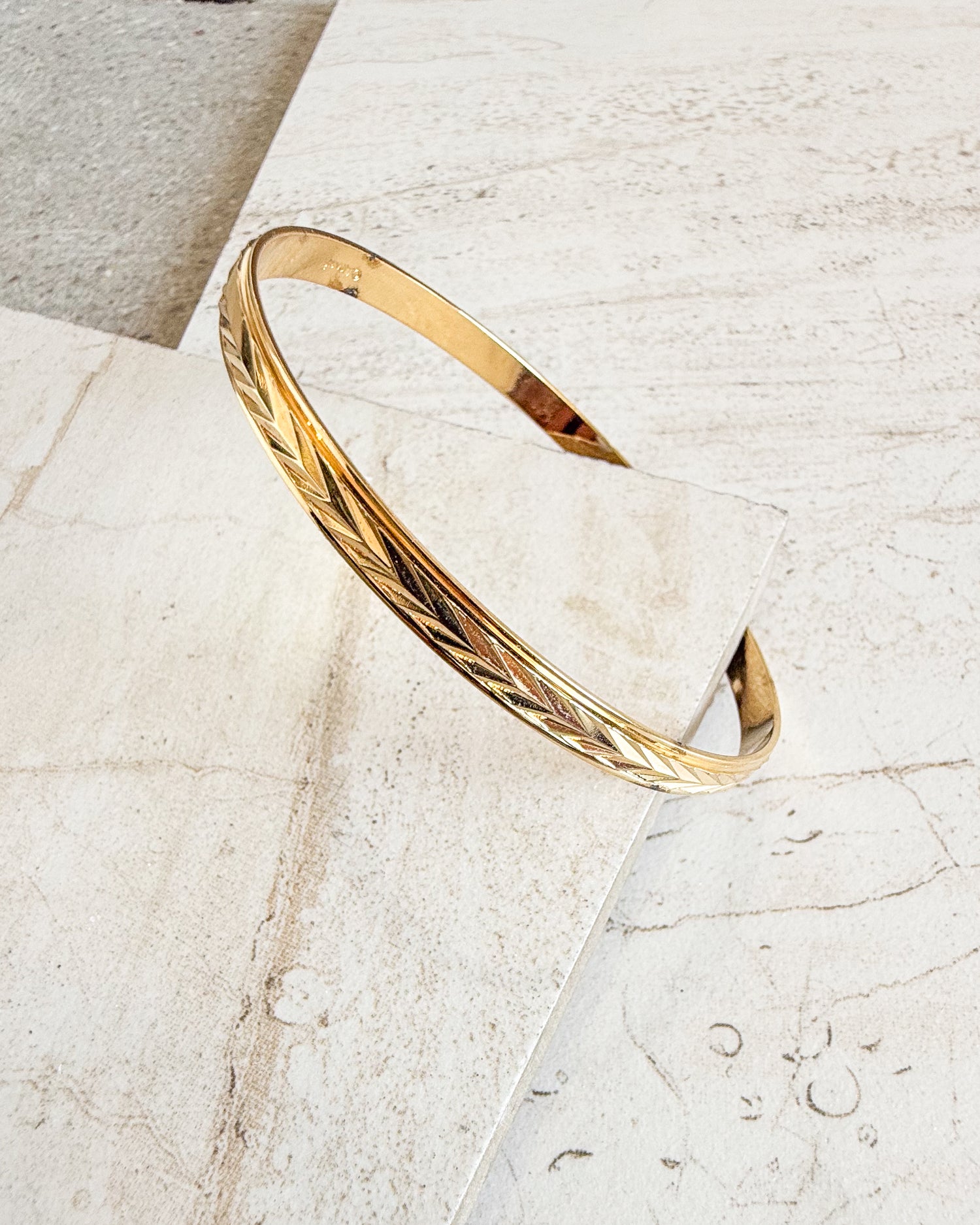 Vintage Monet Bracelet Bangle Shiny Gold Tone Chevron