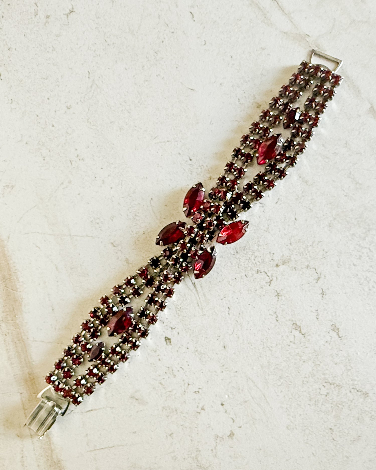 Vintage Ruby Crystal Rhinestone Bracelet