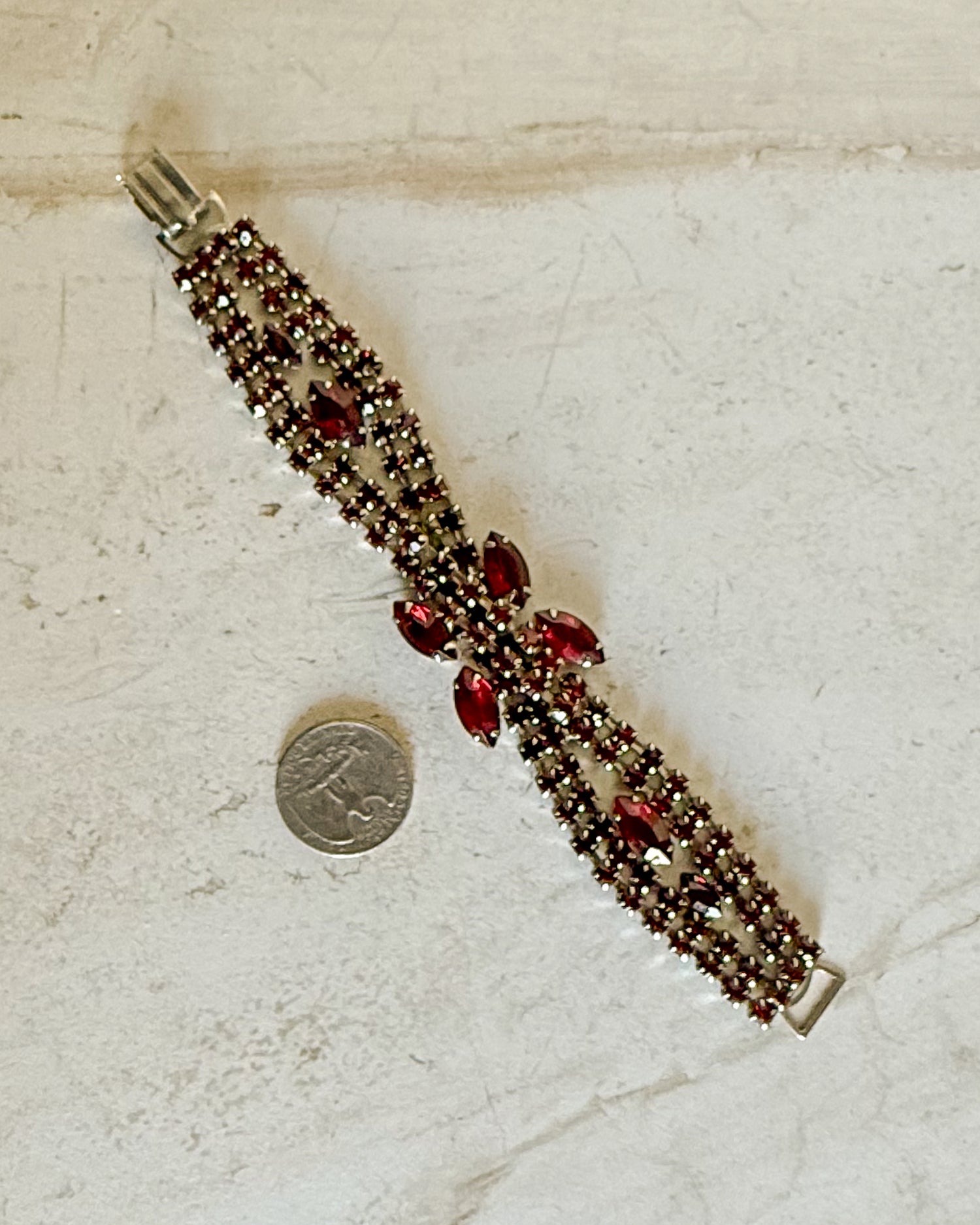 Vintage Ruby Crystal Rhinestone Bracelet