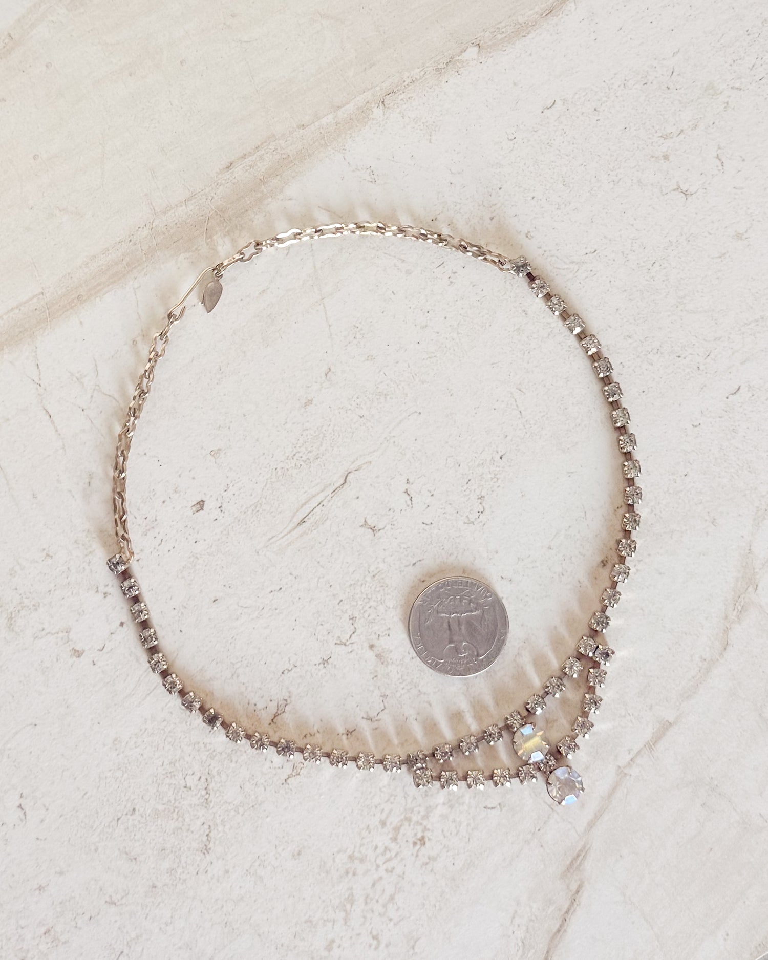 Vintage Double Rounded Rhinestone Necklace