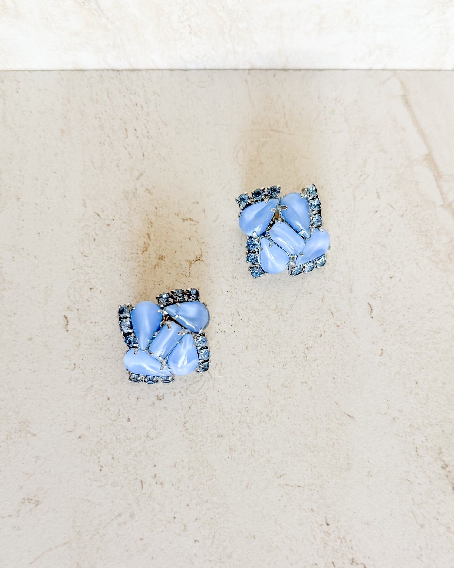 Vintage Periwinkle Stone Clip-On Earrings