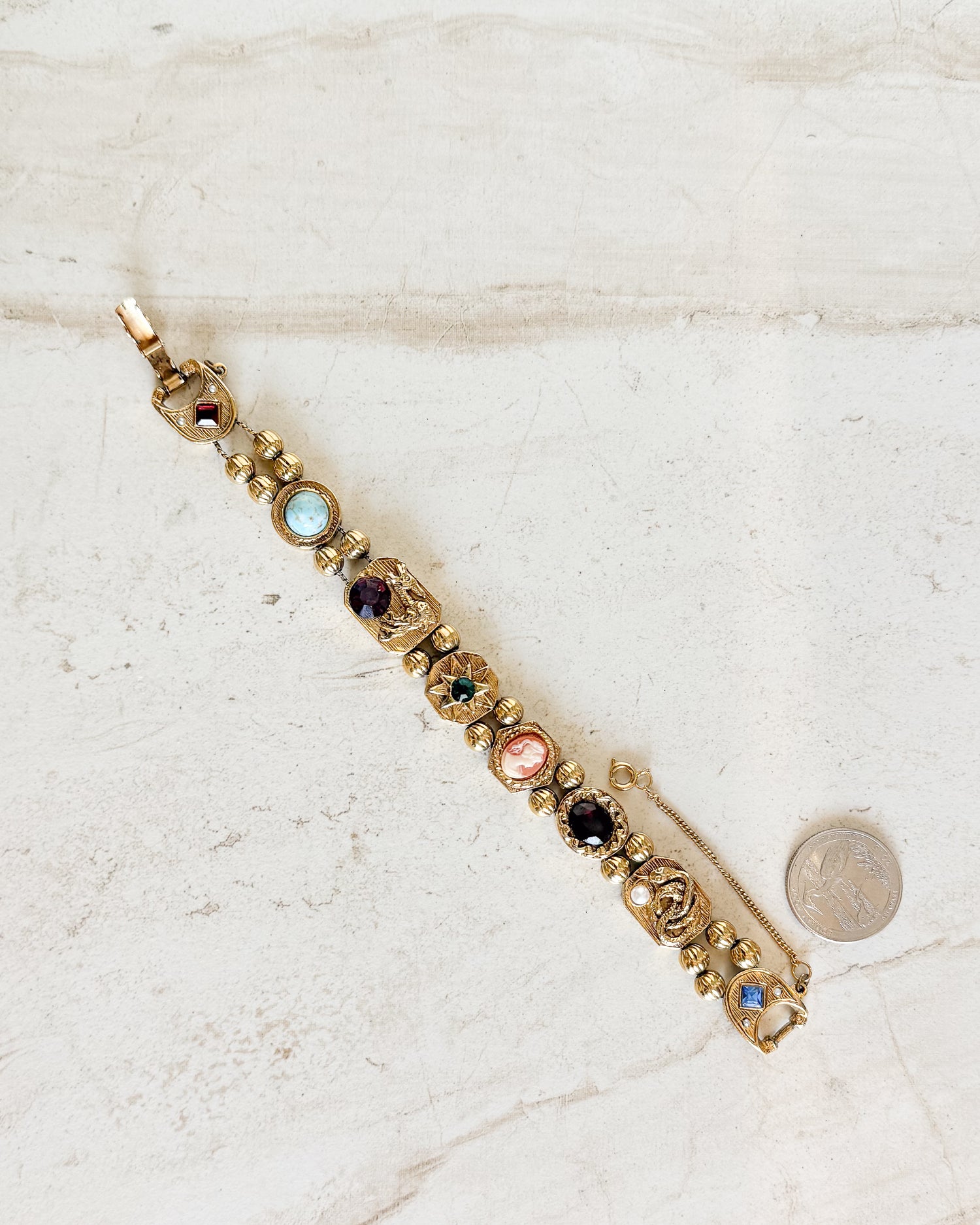 Vintage Victorian Revival Gold tone Bracelet Signed