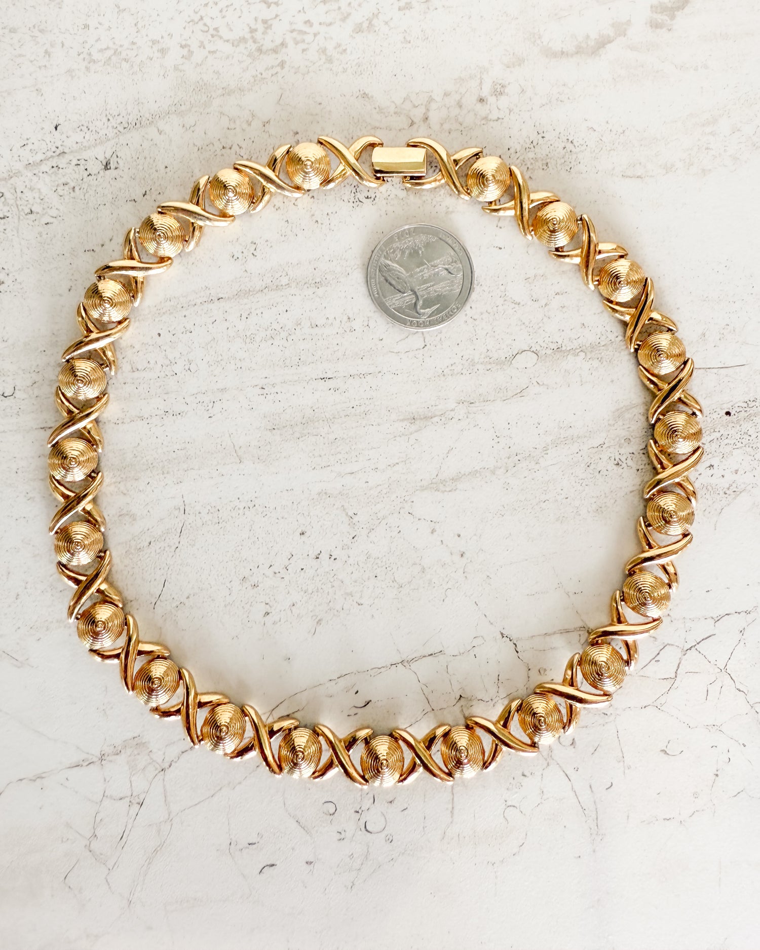 Vintage SIgned Chunky Link Gold Plated Necklace