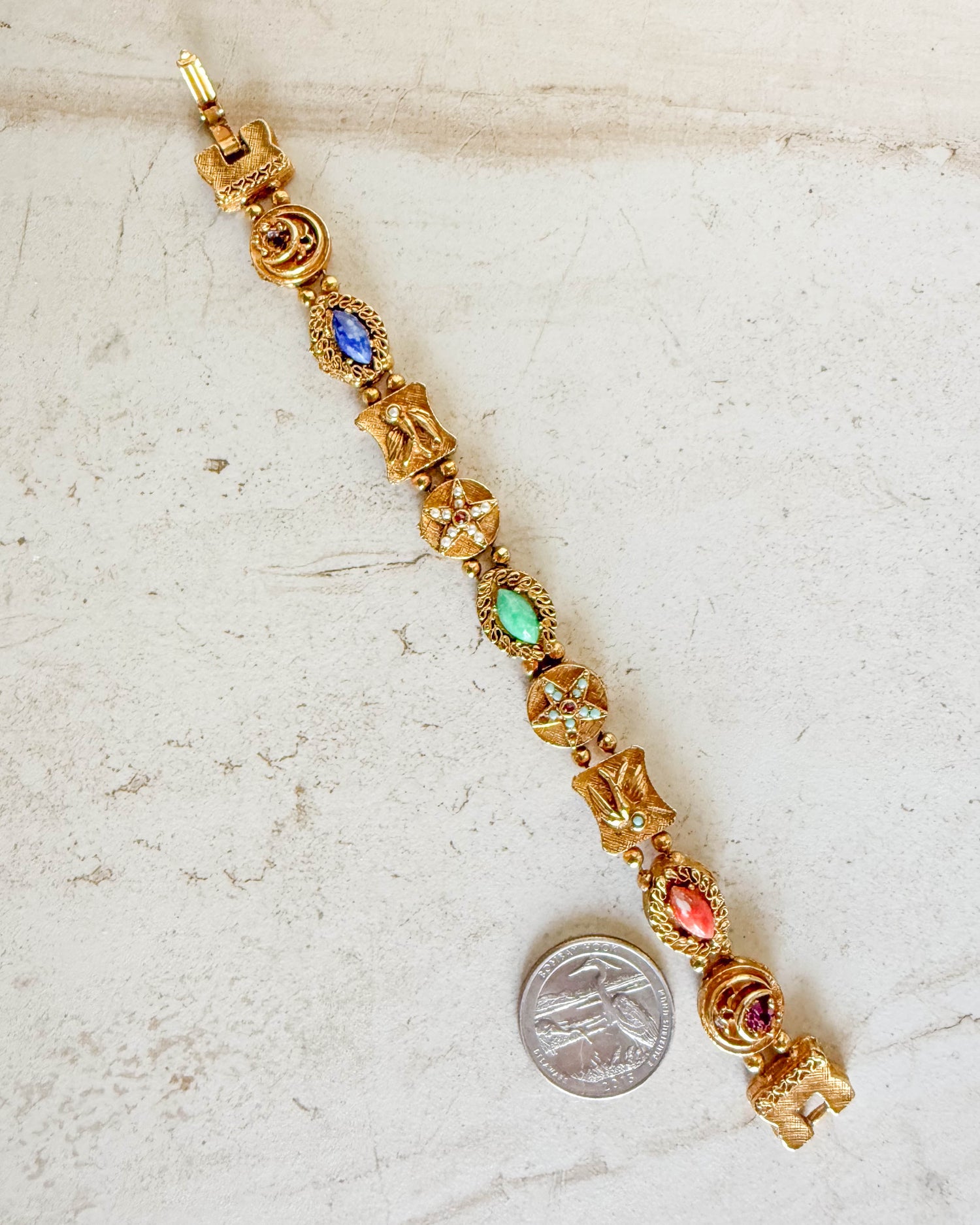 Vintage Victorian Revival Slider Charm Bracelet