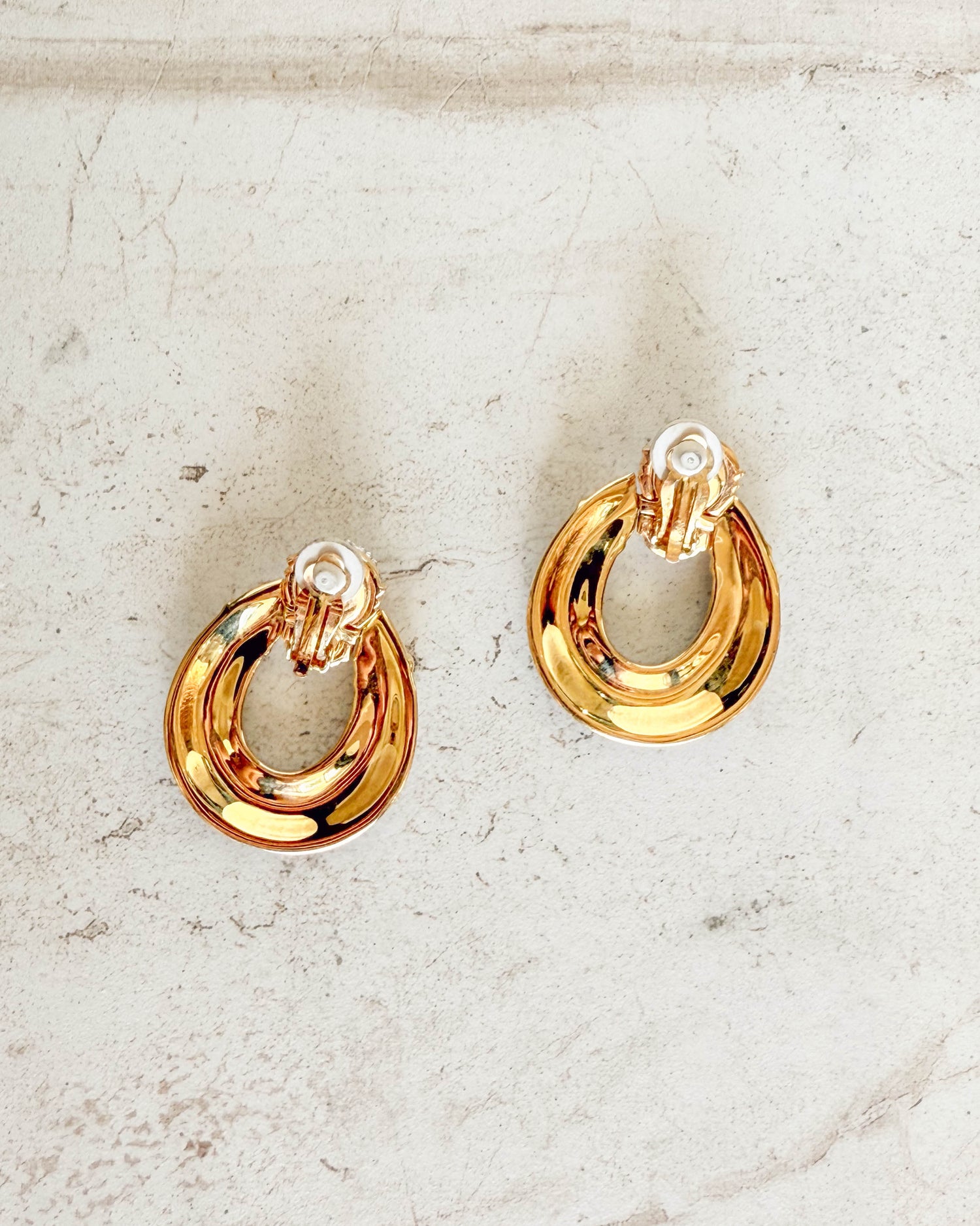 Vintage RHINESTONE DOOR KNOCKER CLIP EARRINGS