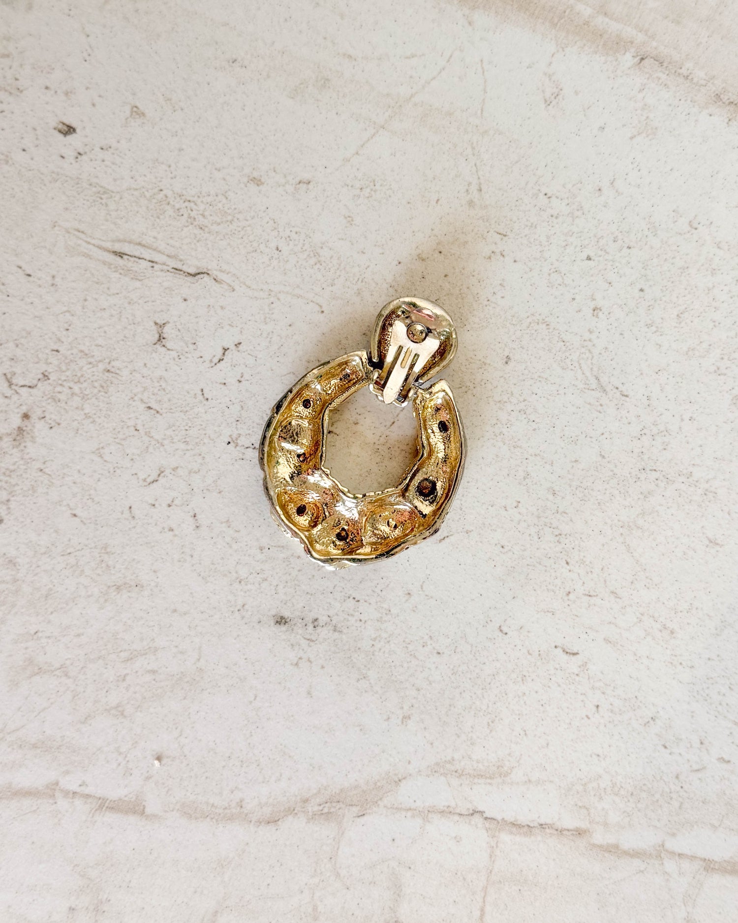 Vintage Gemstone Oval Clip Earrings