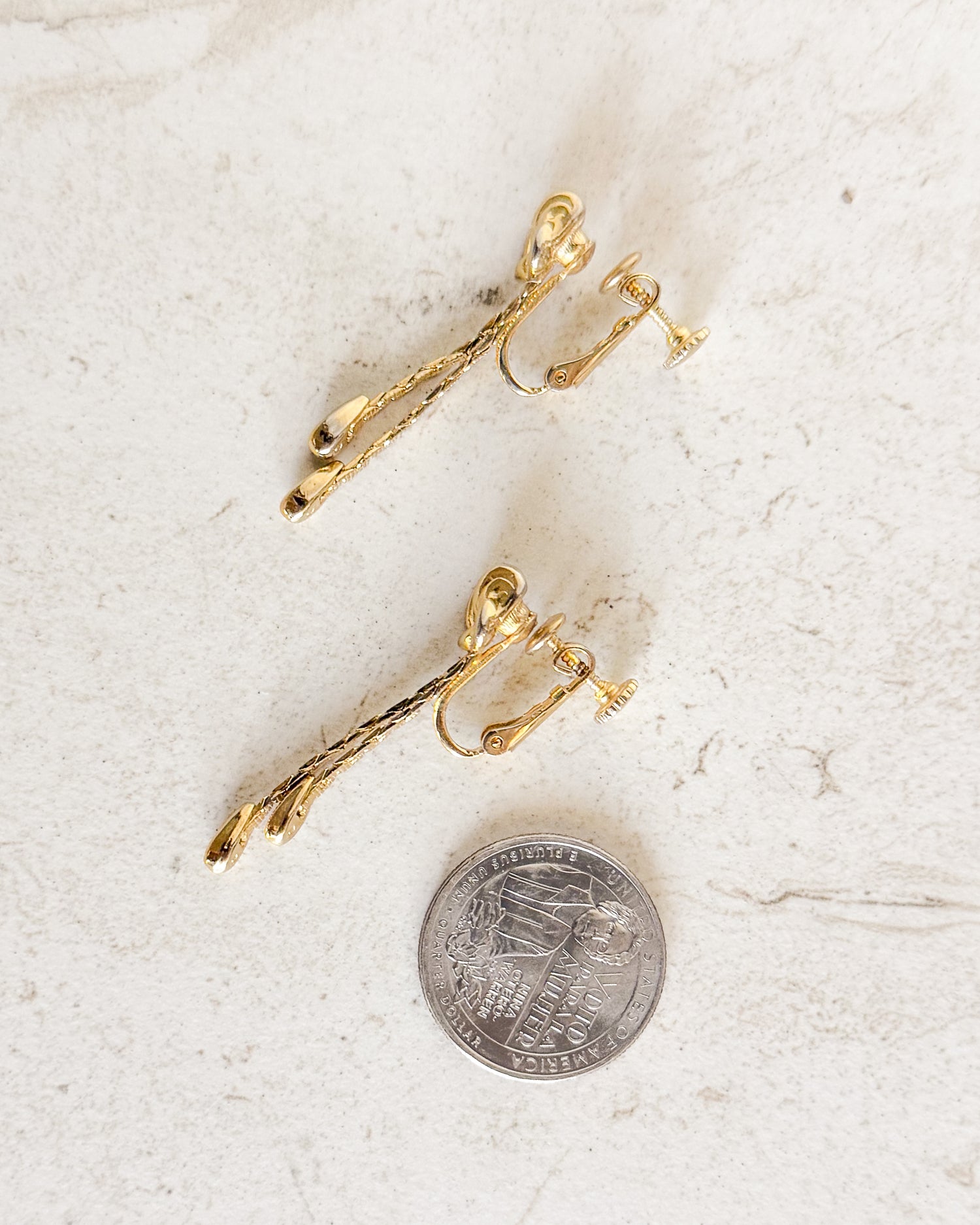 VIntage Gold Dangle Screw Clip on Earrings