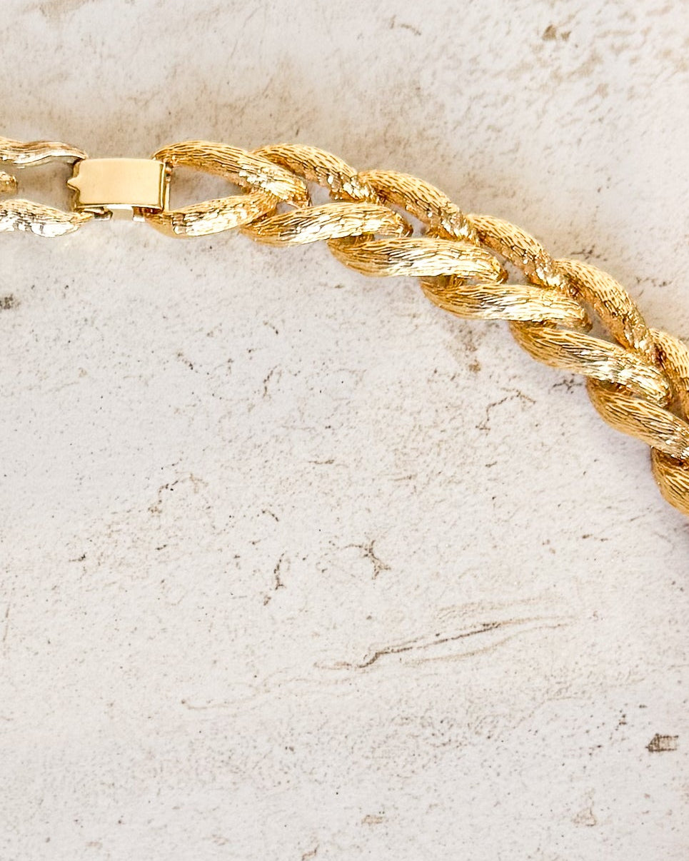 Vintage Gold Plated Wheat Chain Necklace