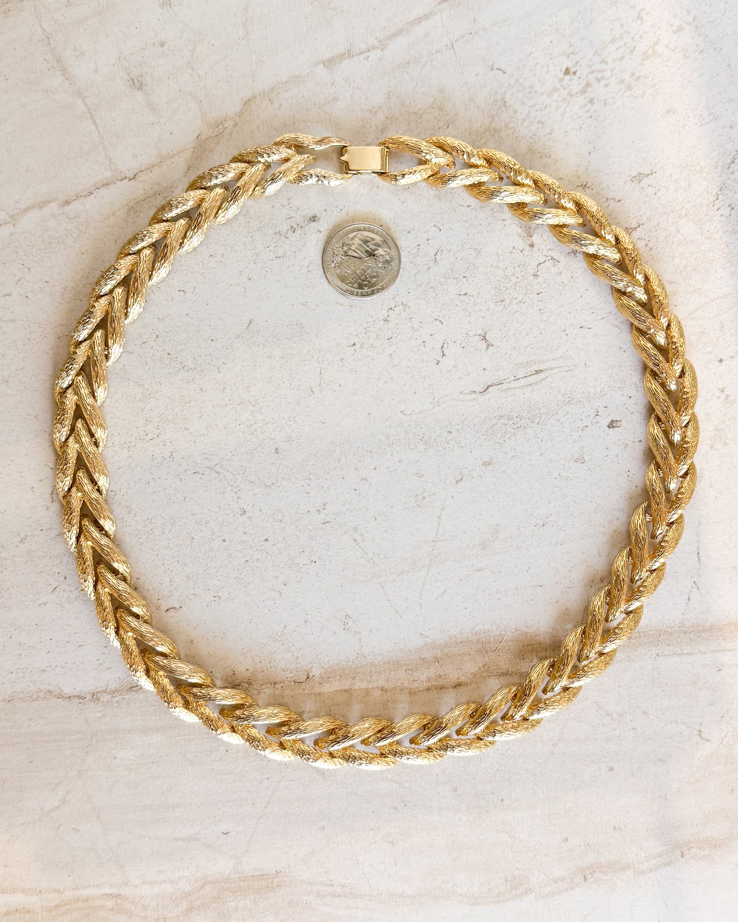 Vintage Gold Plated Wheat Chain Necklace