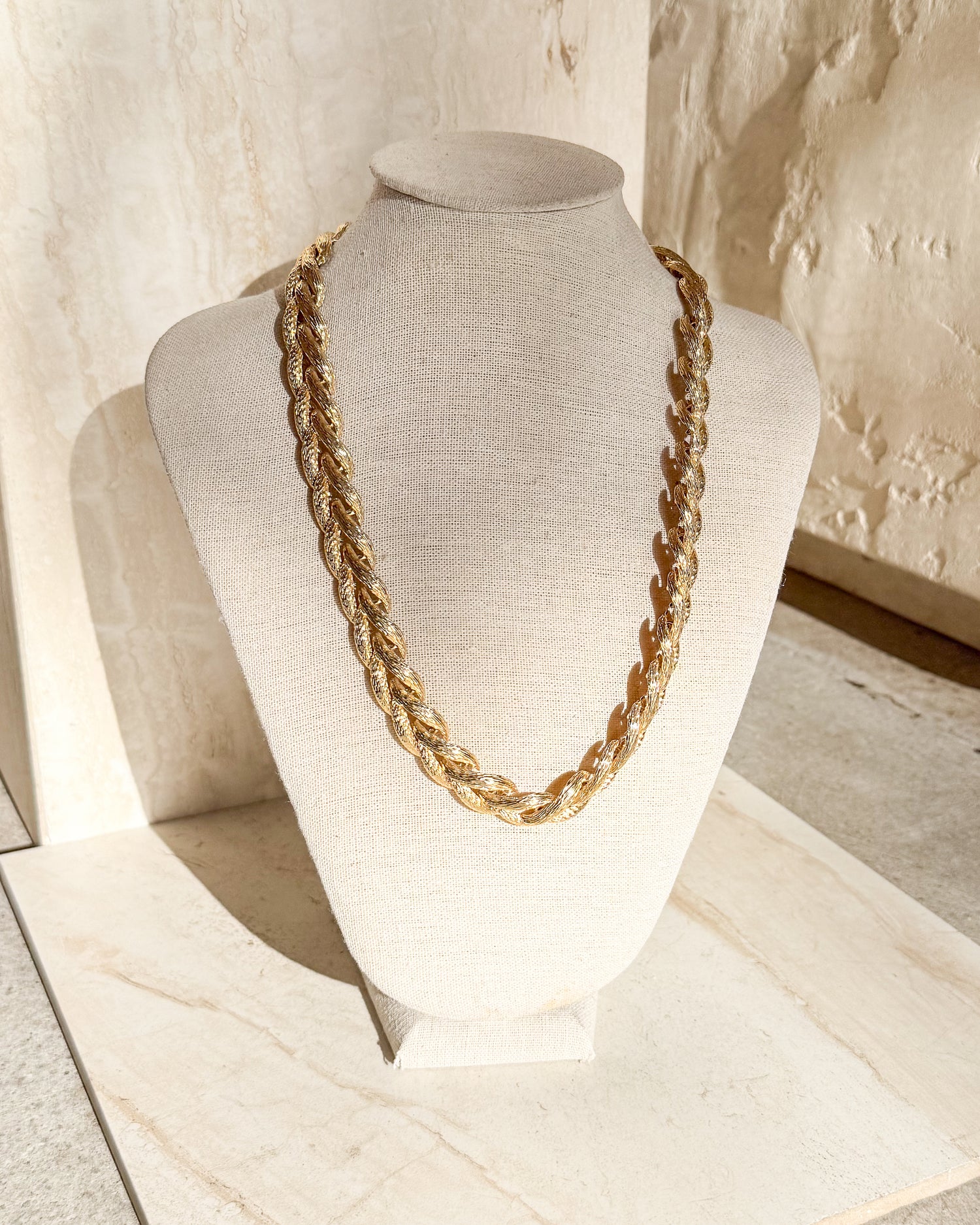 Vintage Gold Plated Wheat Chain Necklace