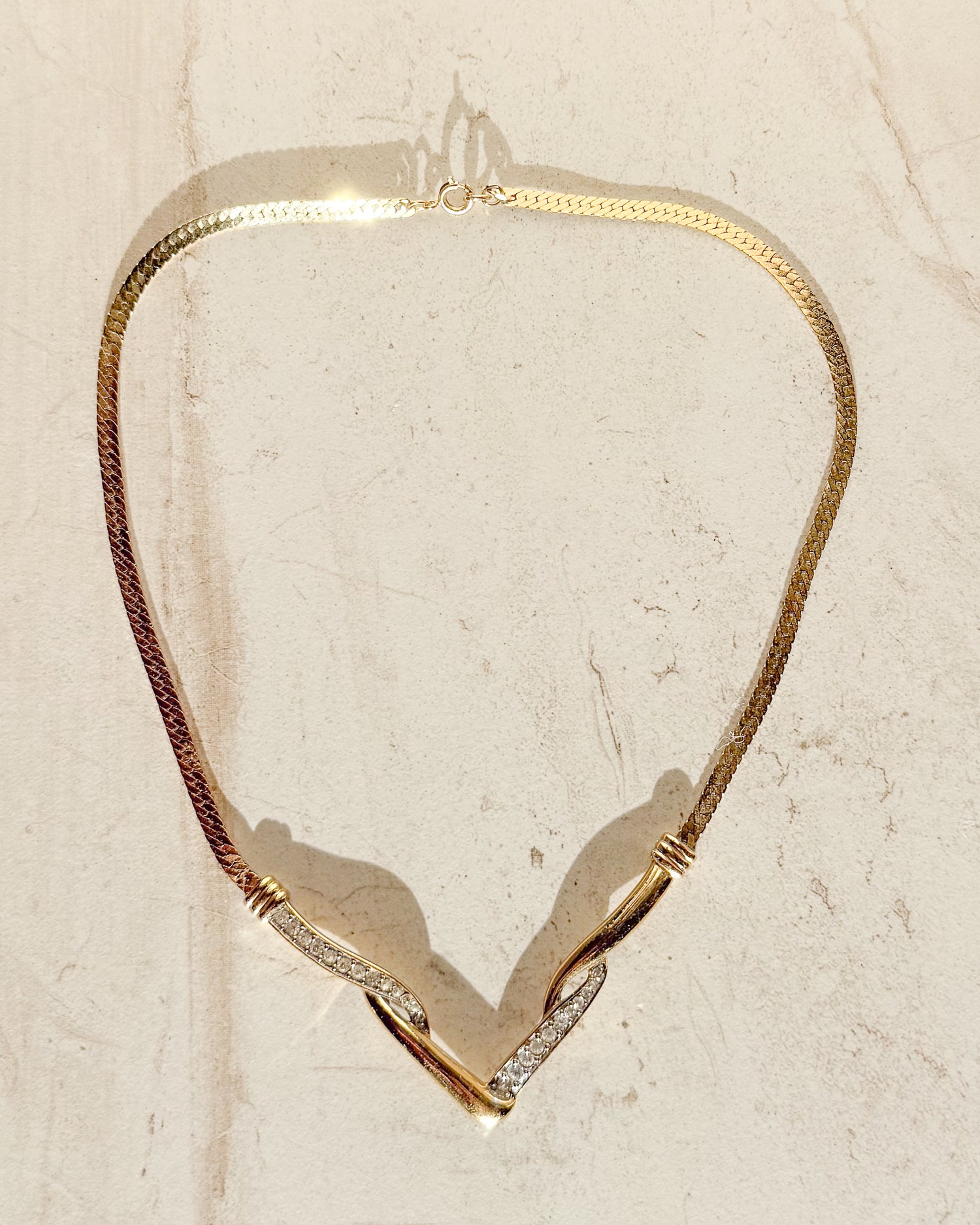 Vintage 70s Signed CHEVRON NECKLACE