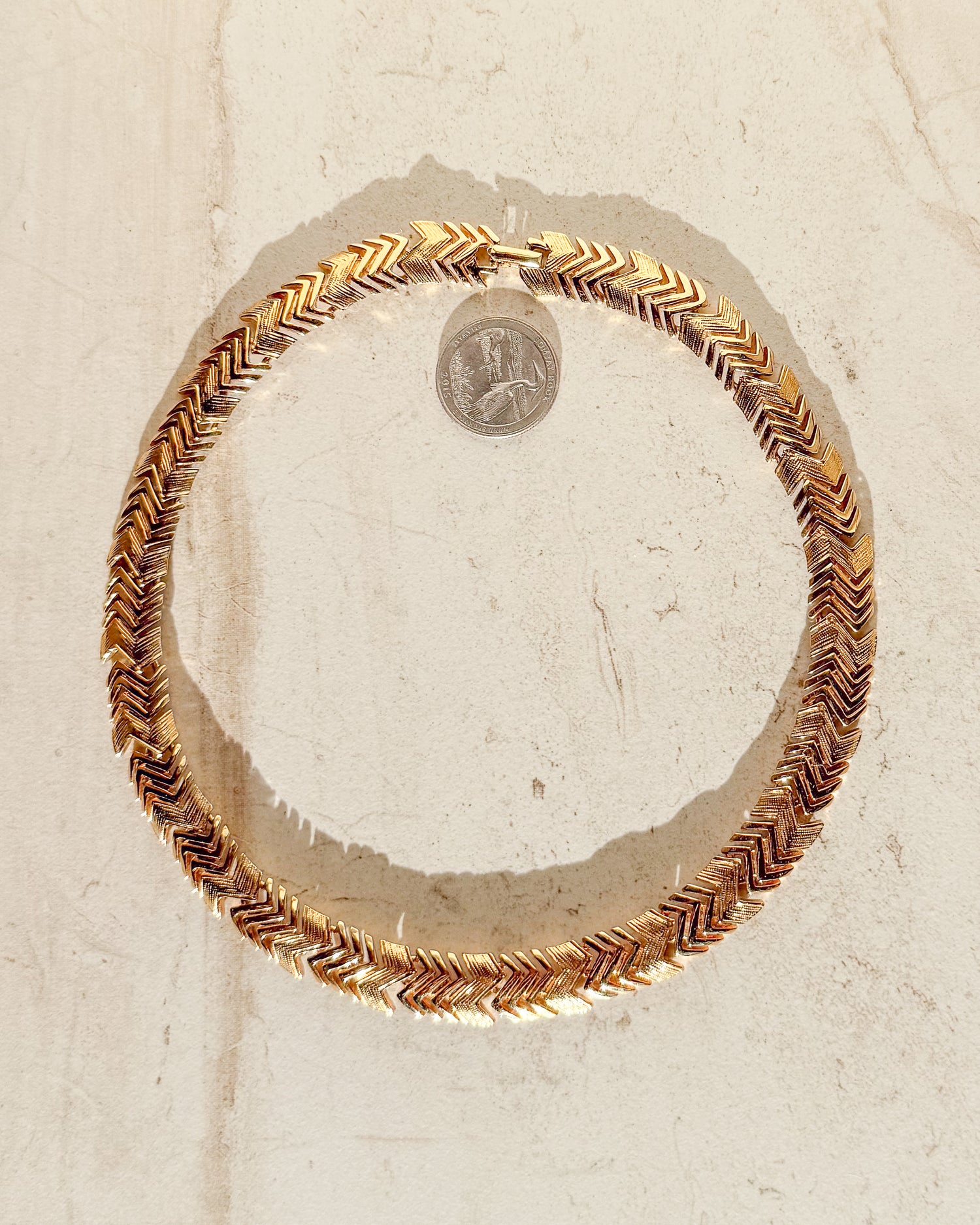 Vintage Signed 1980's Gold Modern Statement Collar Necklace
