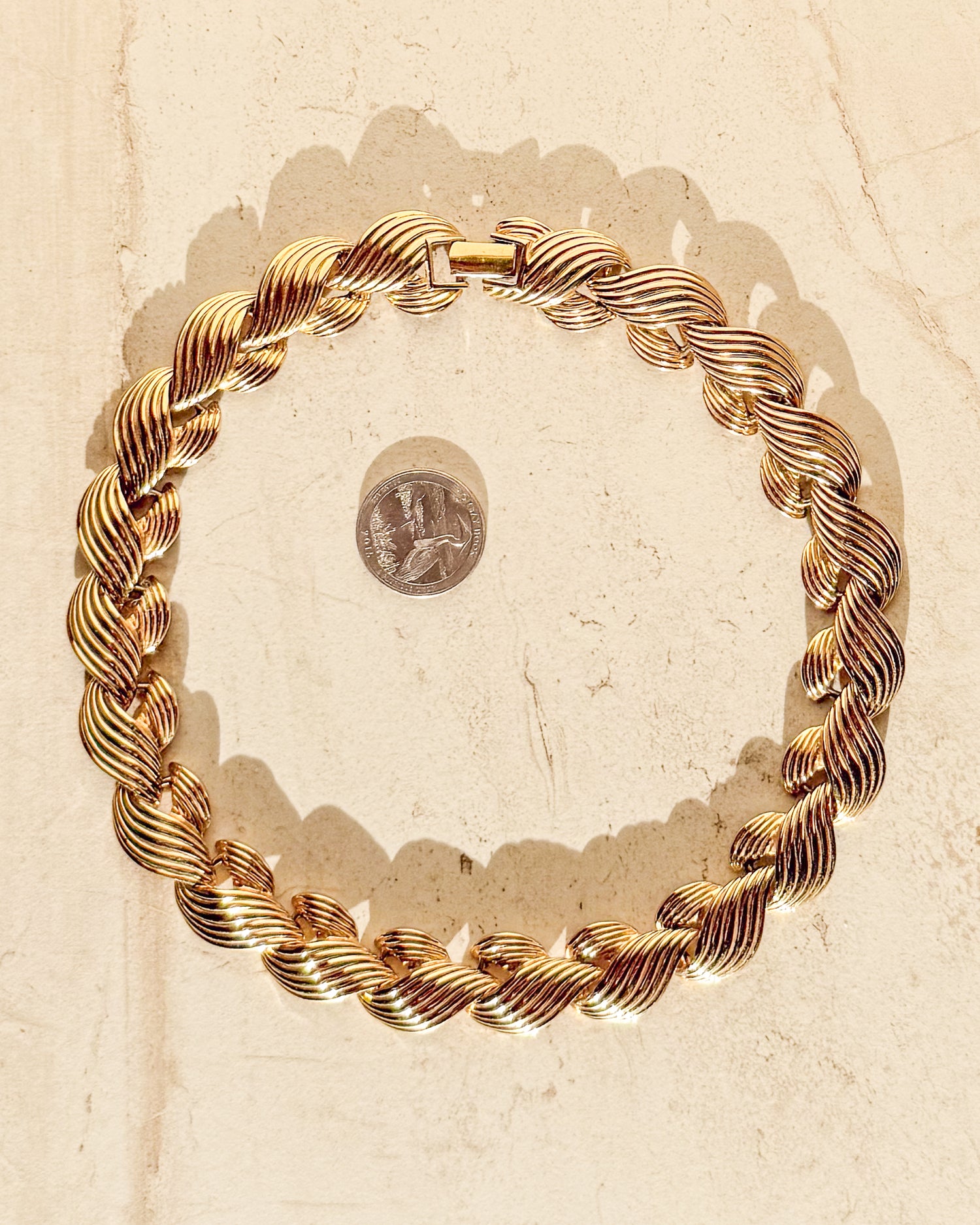 Vintage Gold Tone Leaf Necklace