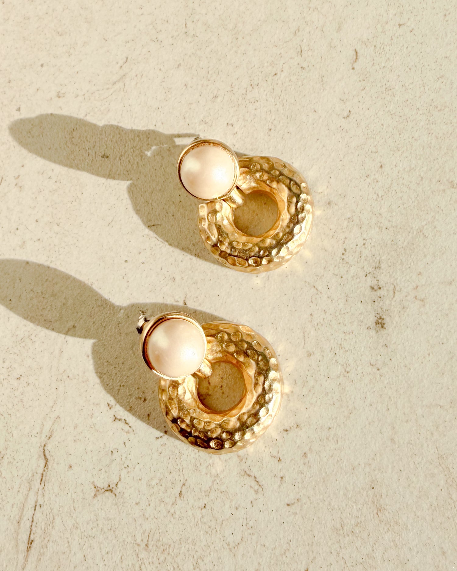 Vintage Pearl & Gold Signed Earrings