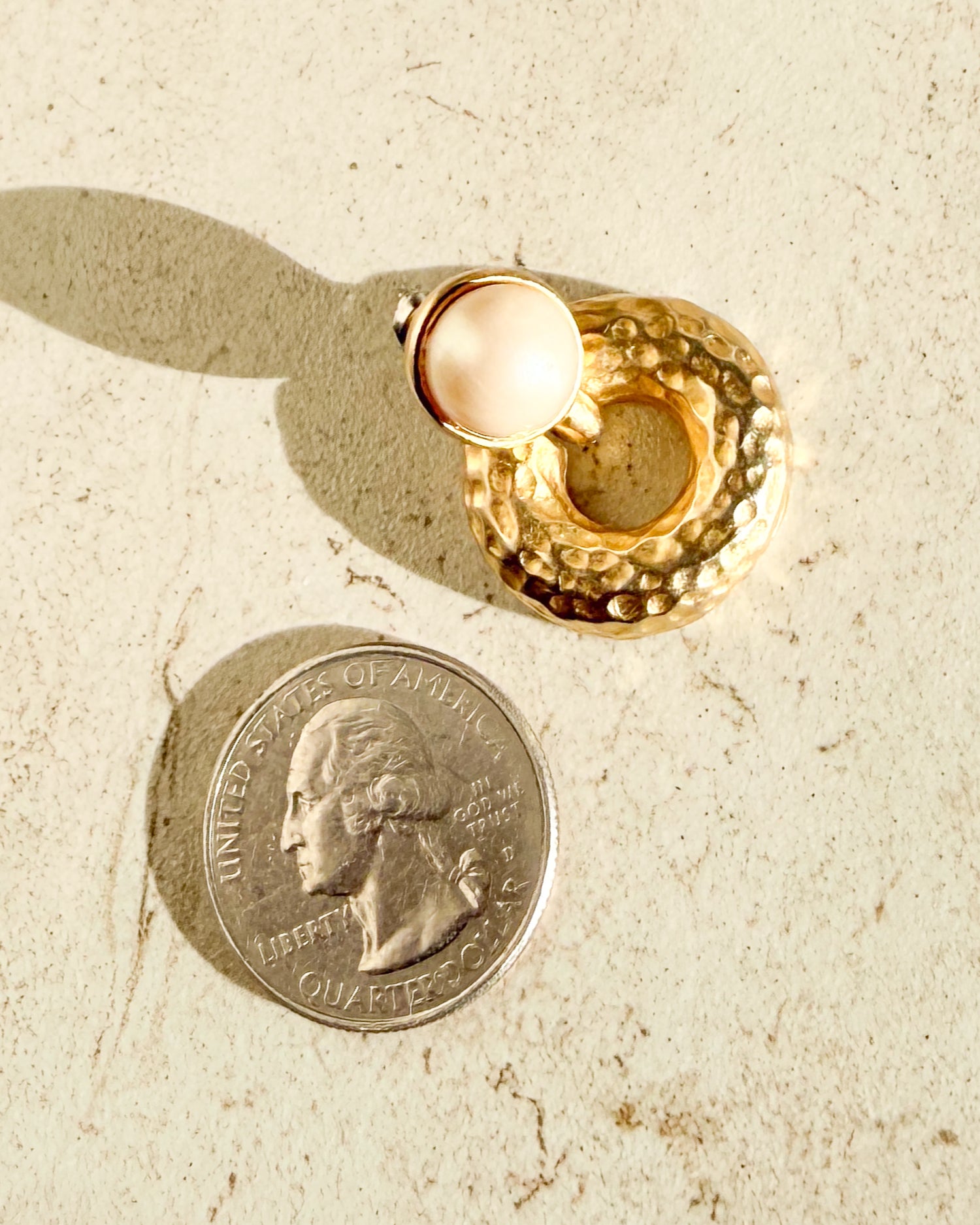 Vintage Pearl & Gold Signed Earrings