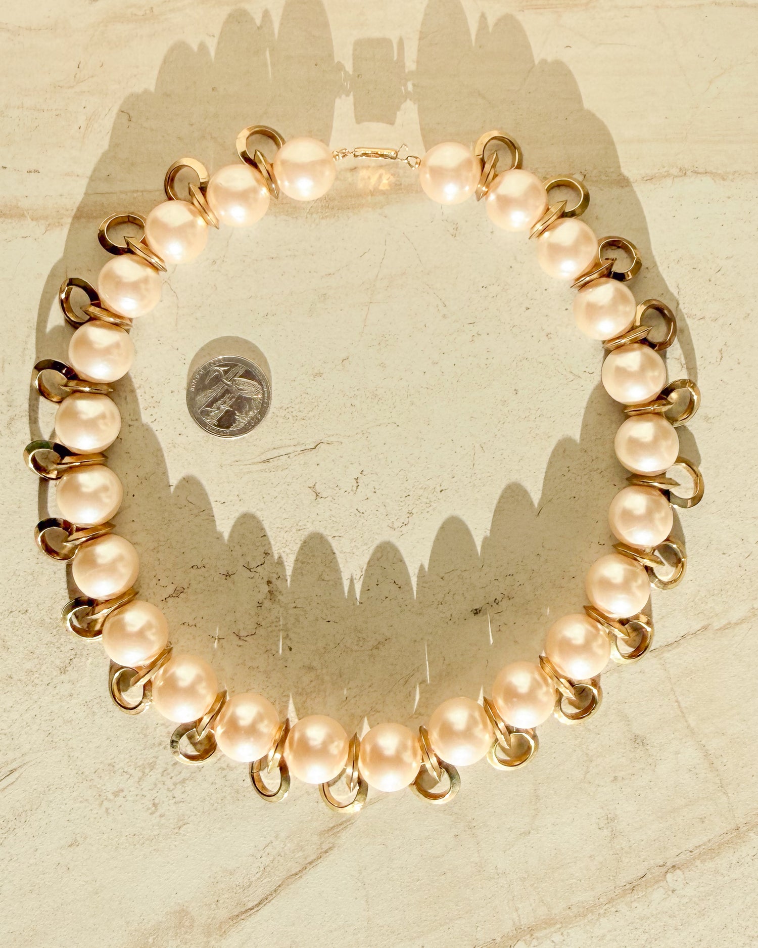 Vintage Signed Oversized Pearl Collar Necklace