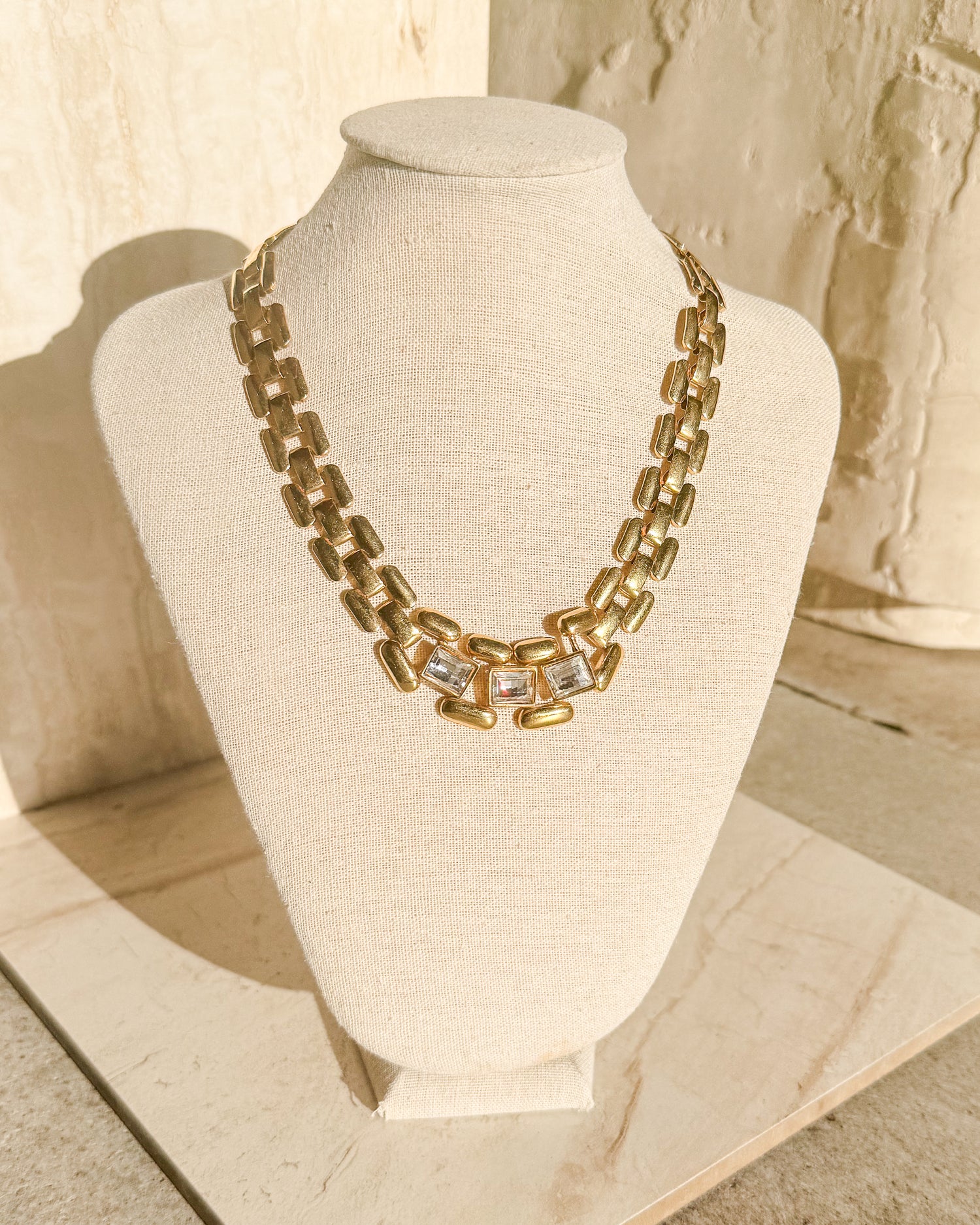 Vintage Signed Runway Collar Necklace with Huge Swarovski Crystals