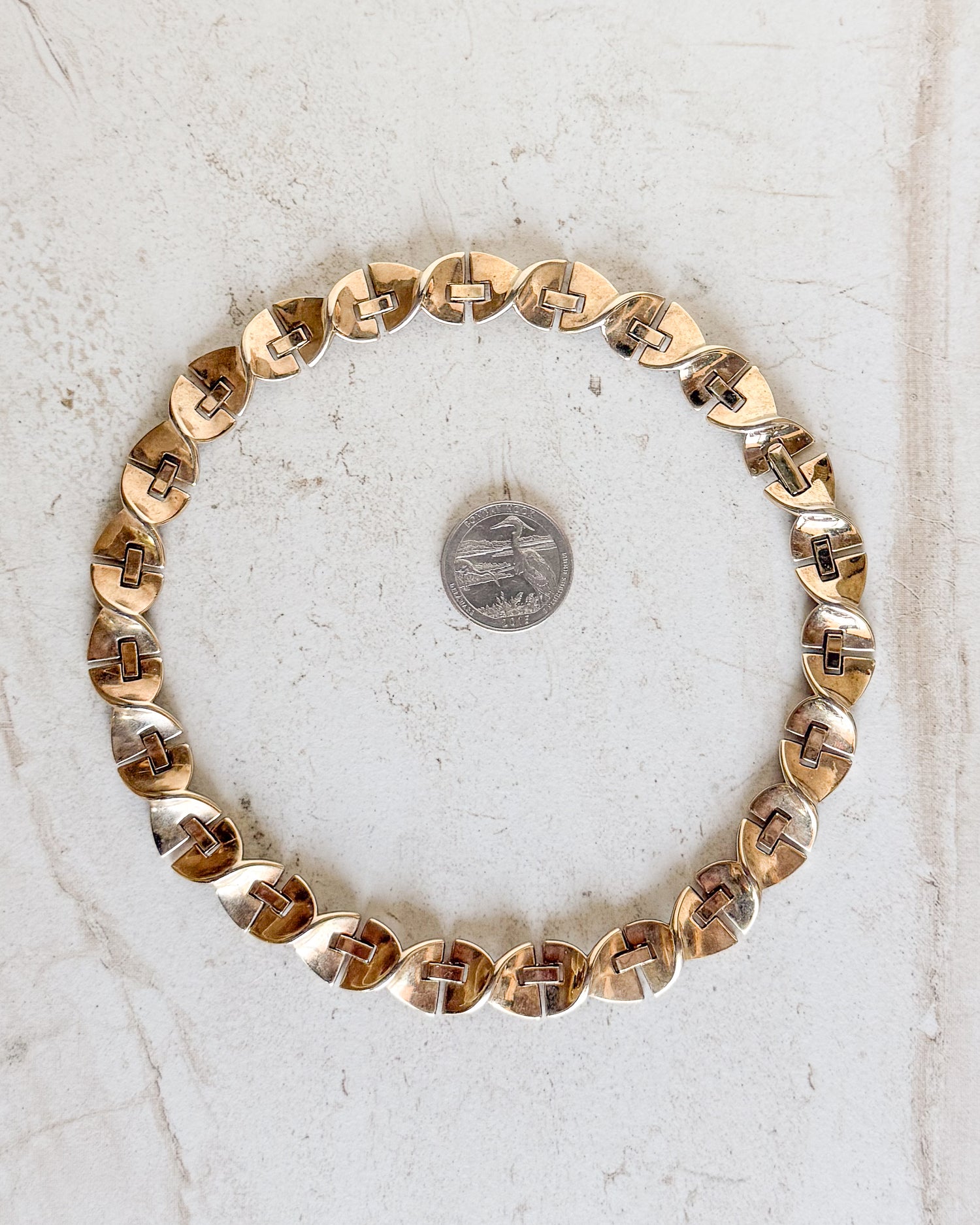 Vintage Signed Gold Tone Link Necklace