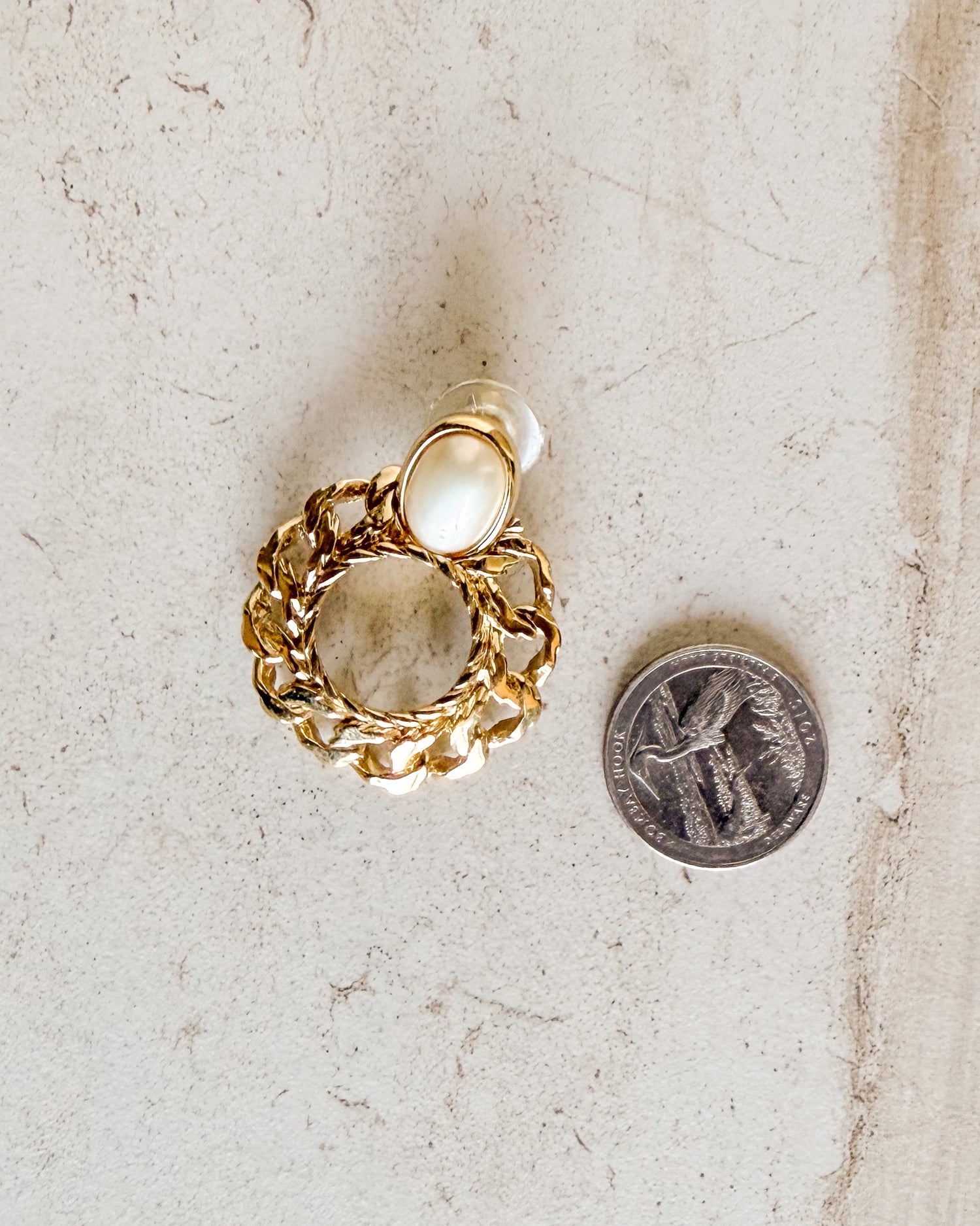 Vintage Chain Gold And Pearl Drop Earrings