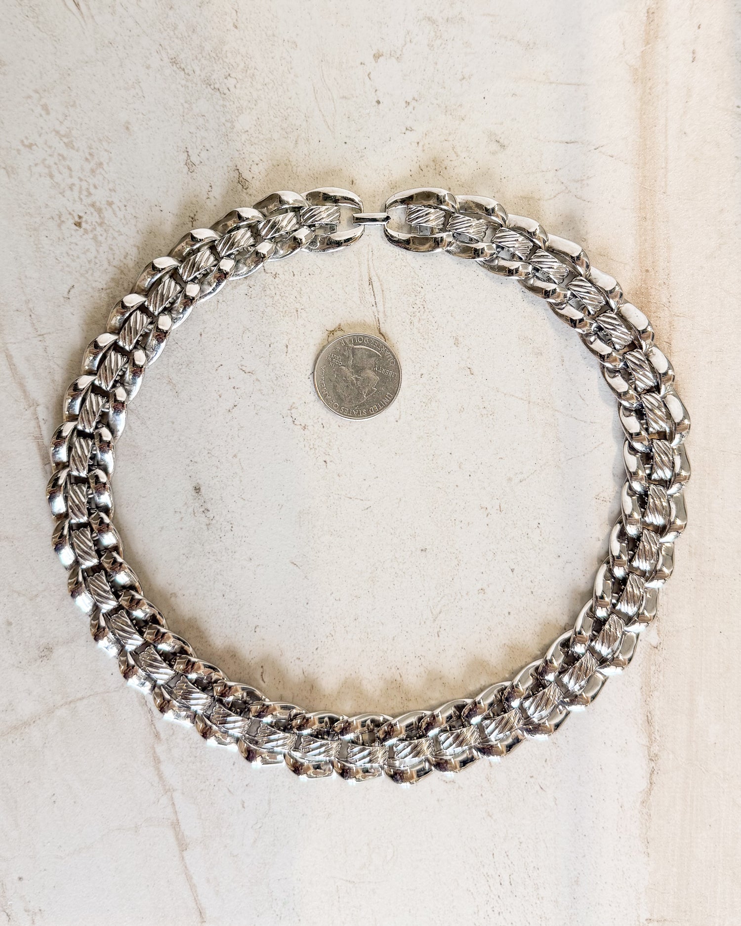Vintage Silver-toned Triple cable link chain necklace