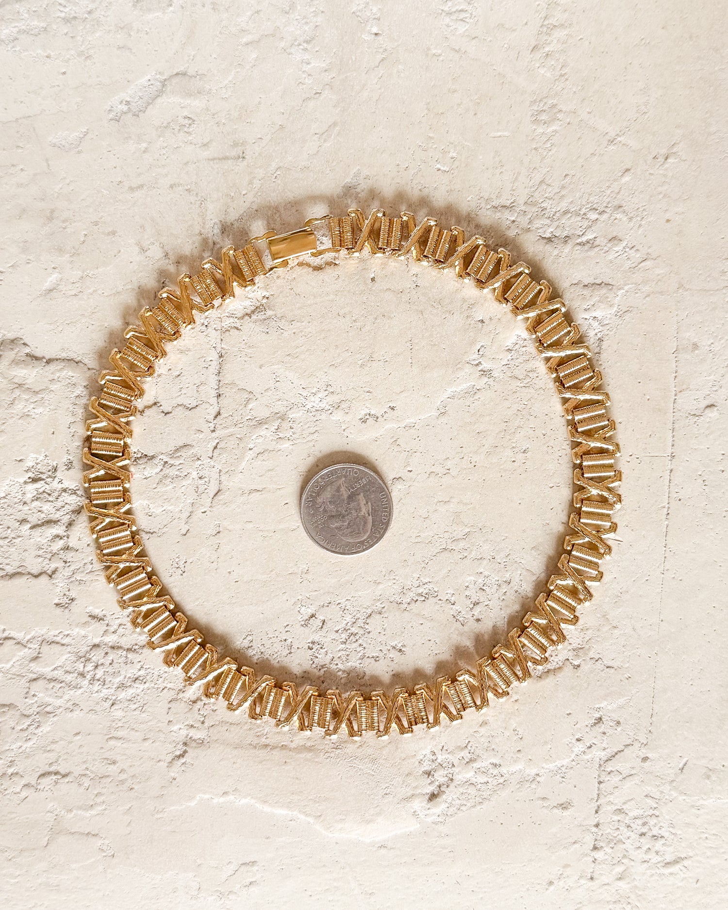 Vintage Gold Tone Track link Necklace