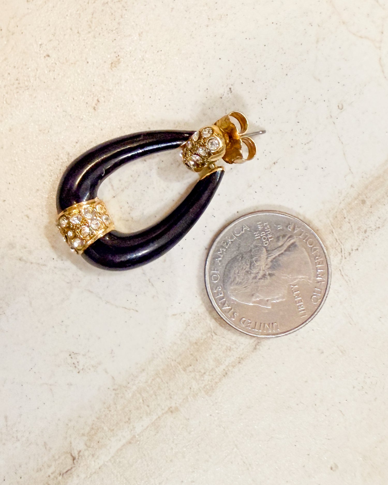 Vintage Diamond Enamel Doorknocker Earrings