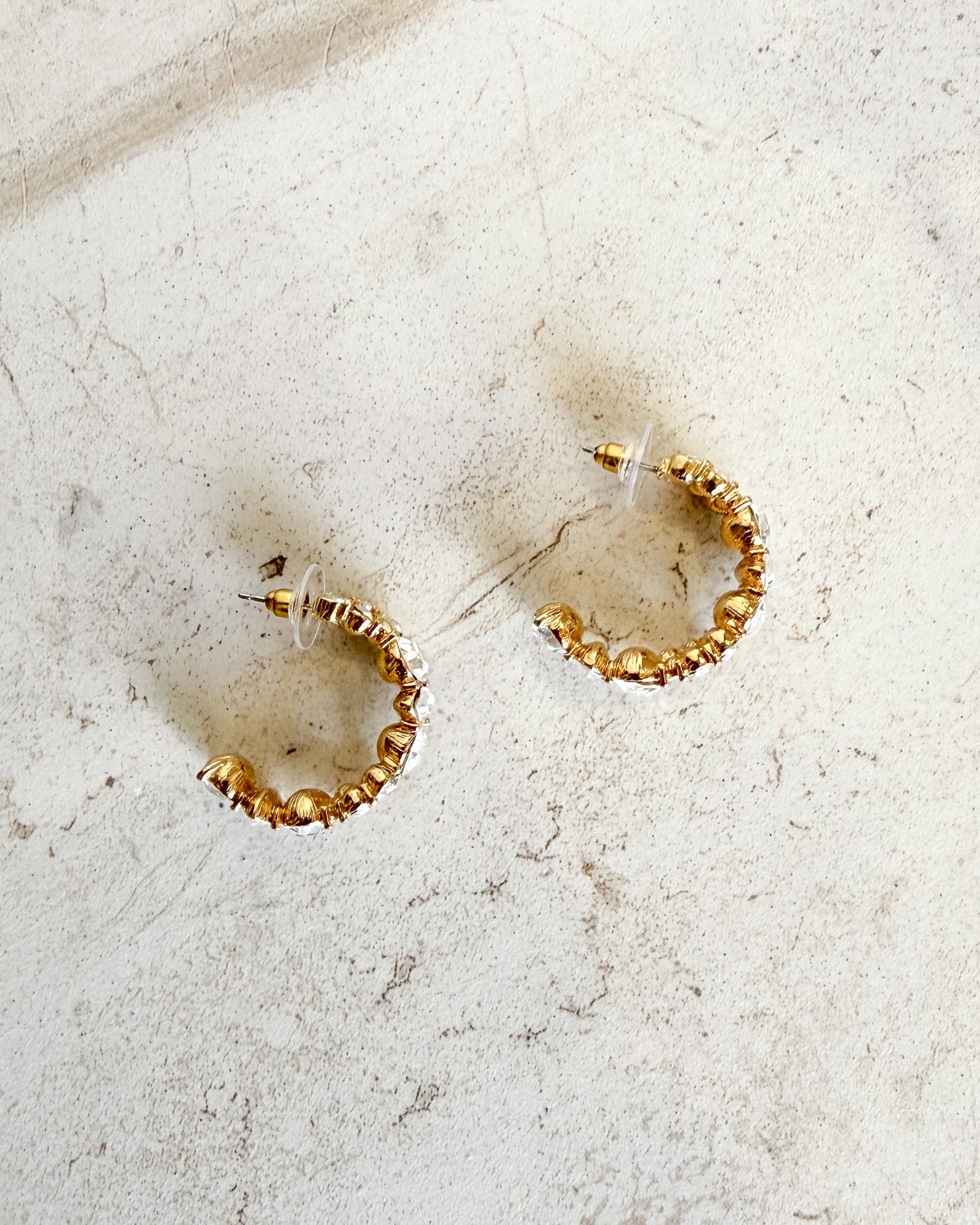 Vintage Sparkling Signed Crystal Hoop Earrings