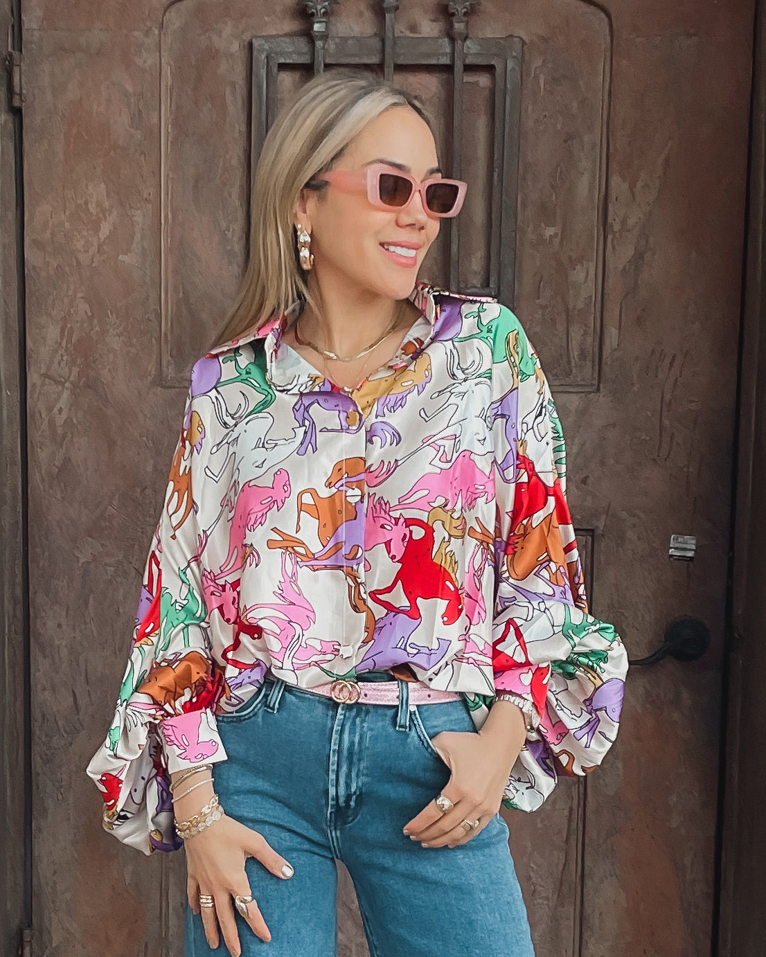 Wild Horses Colorful Blouse