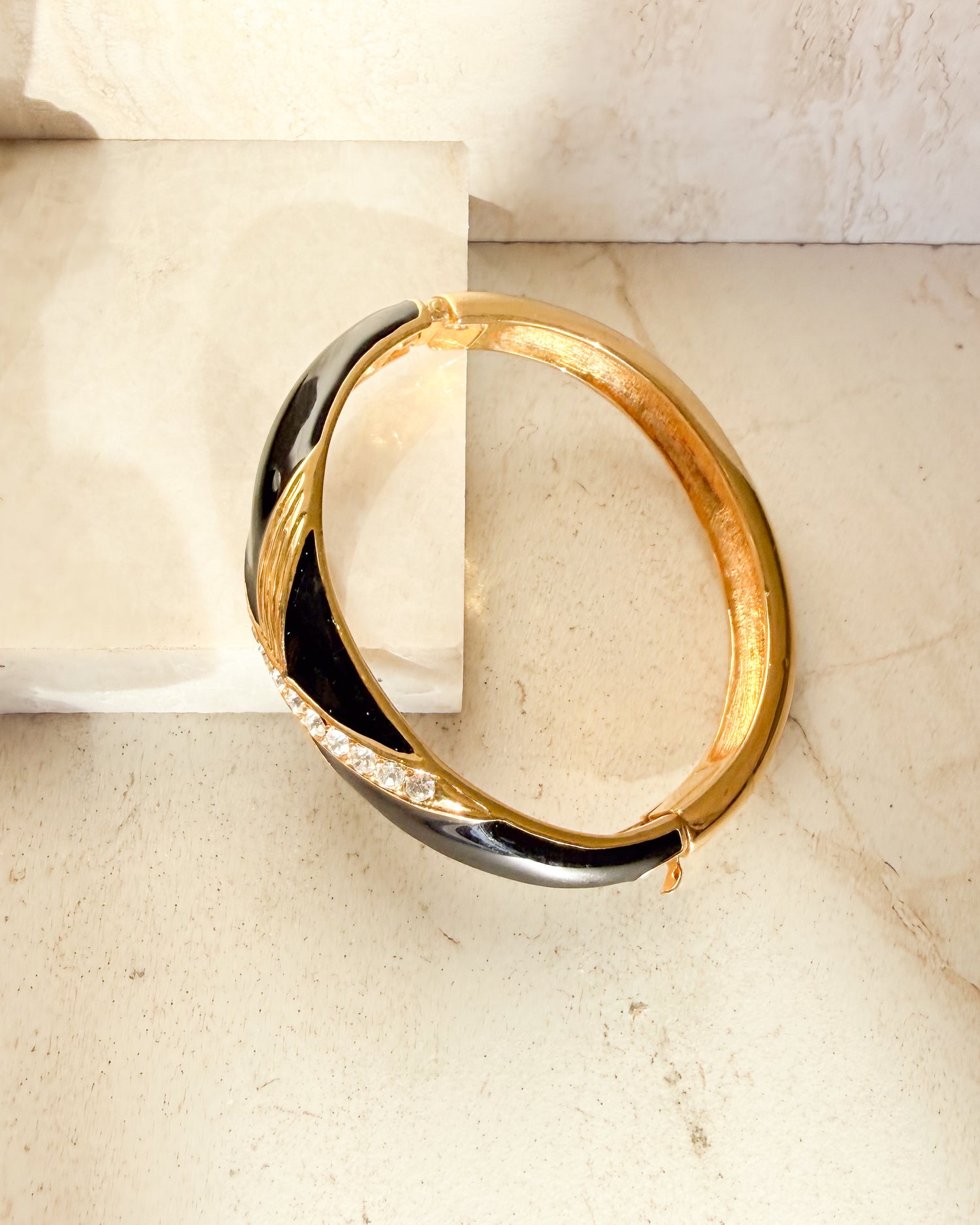 Vintage Gold and Black Cuff Bracelet