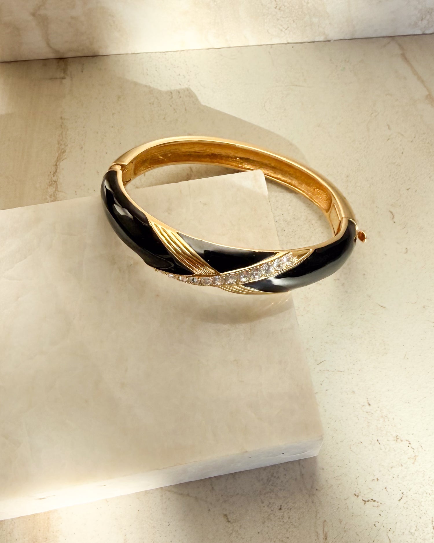 Vintage Gold and Black Cuff Bracelet