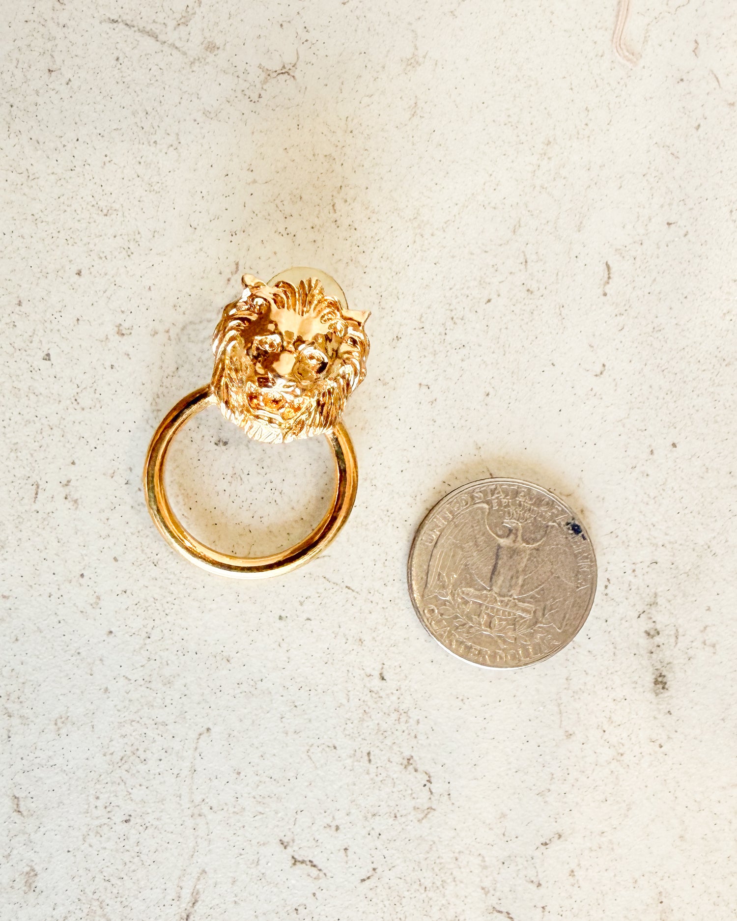 Vintage lion head hanging hoop earrings