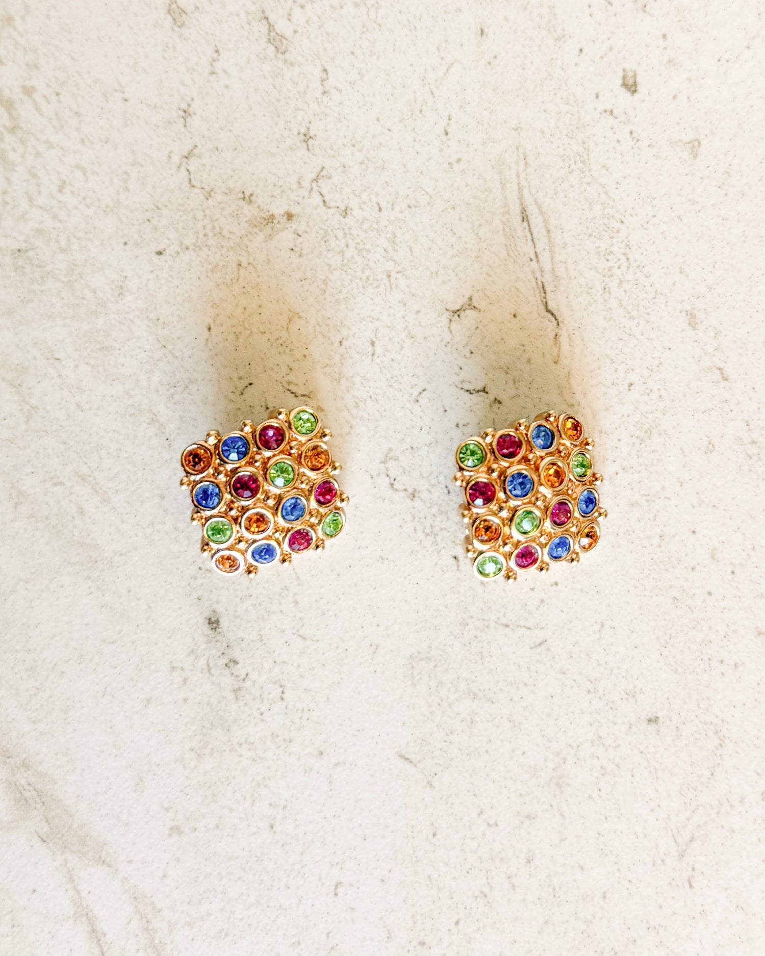 Vintage Gold tone Multicolor Clip-on Earrings