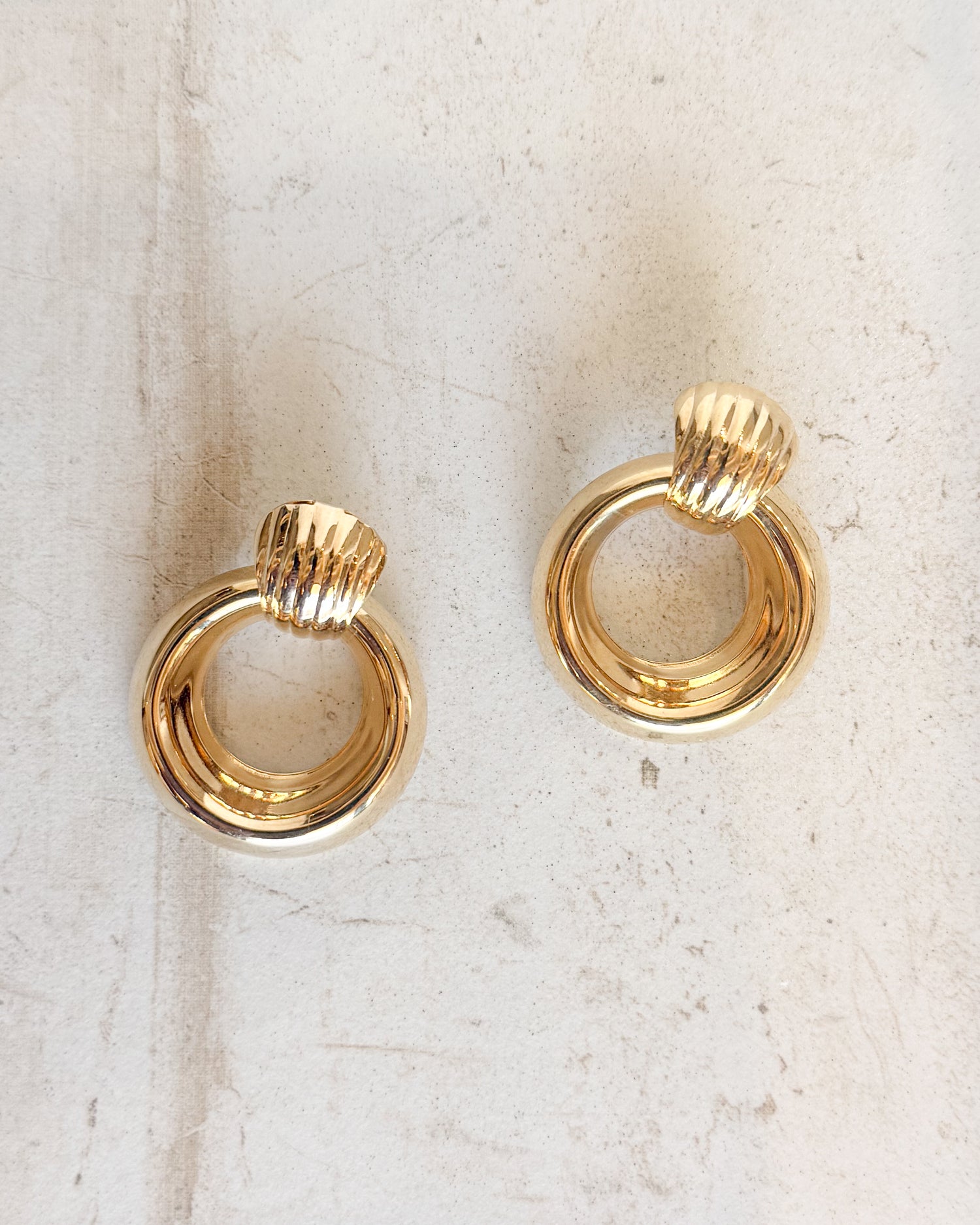 Vintage Signed Gold tone Hoop Earrings