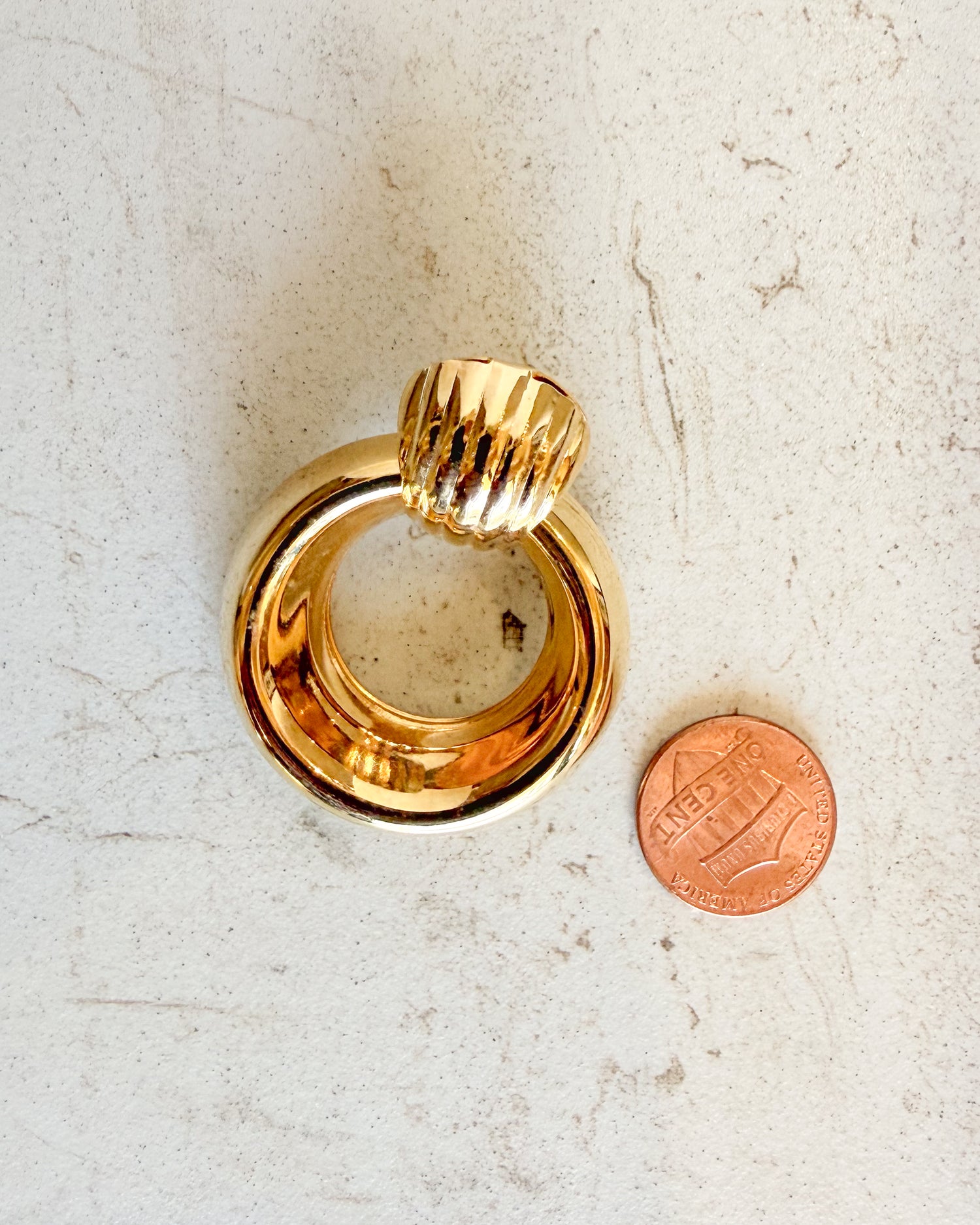 Vintage Signed Gold tone Hoop Earrings