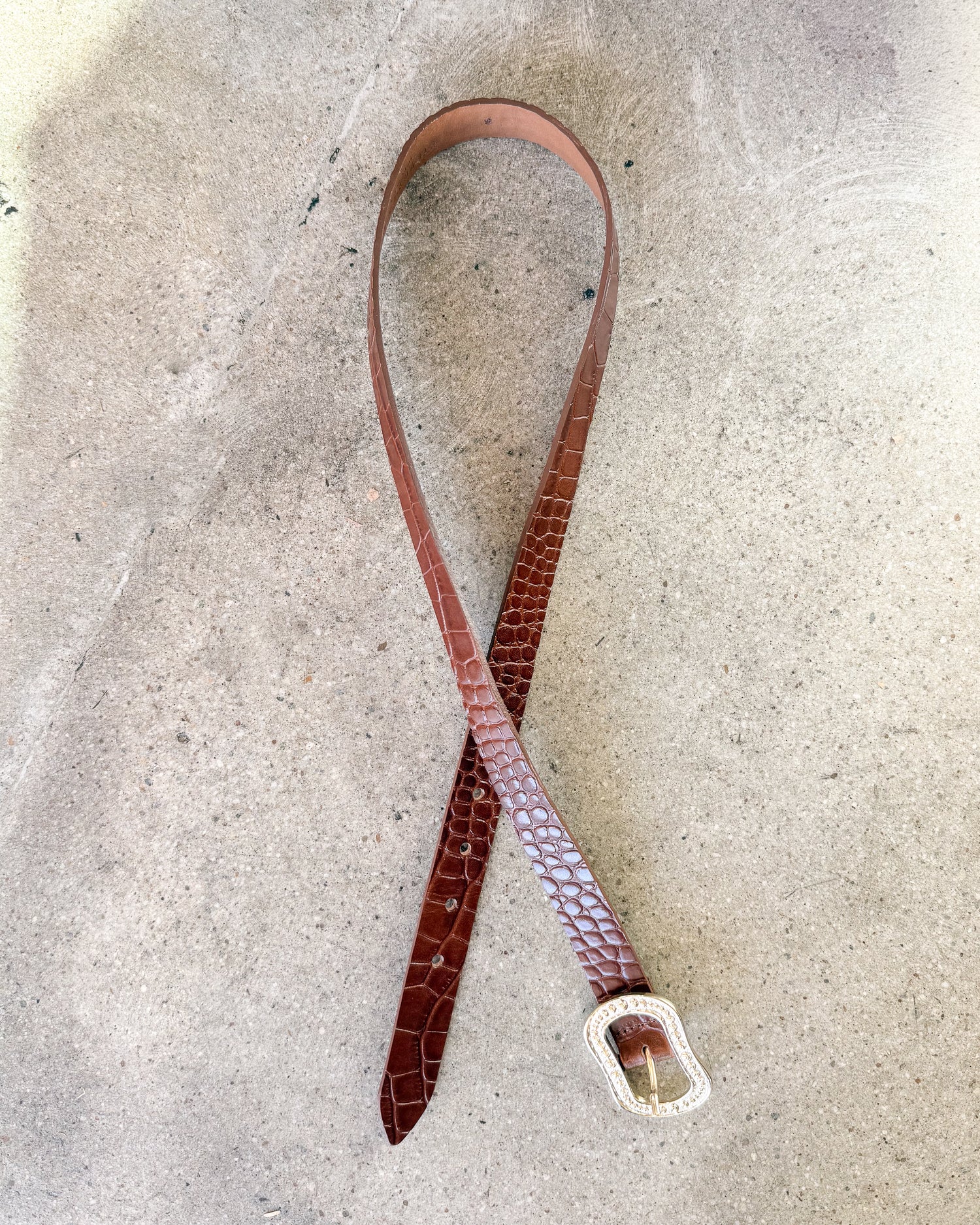 Croc-embossed Italian Leather Belt