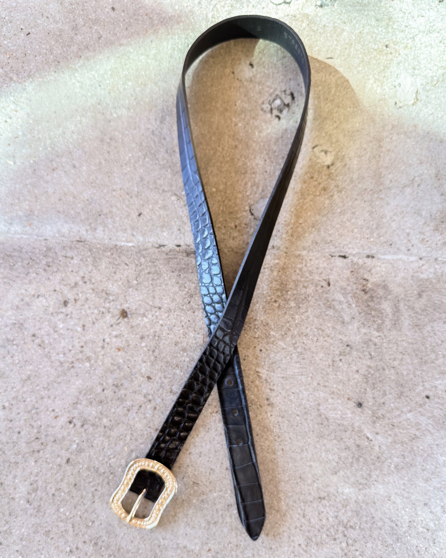 Croc-embossed Italian Leather Belt