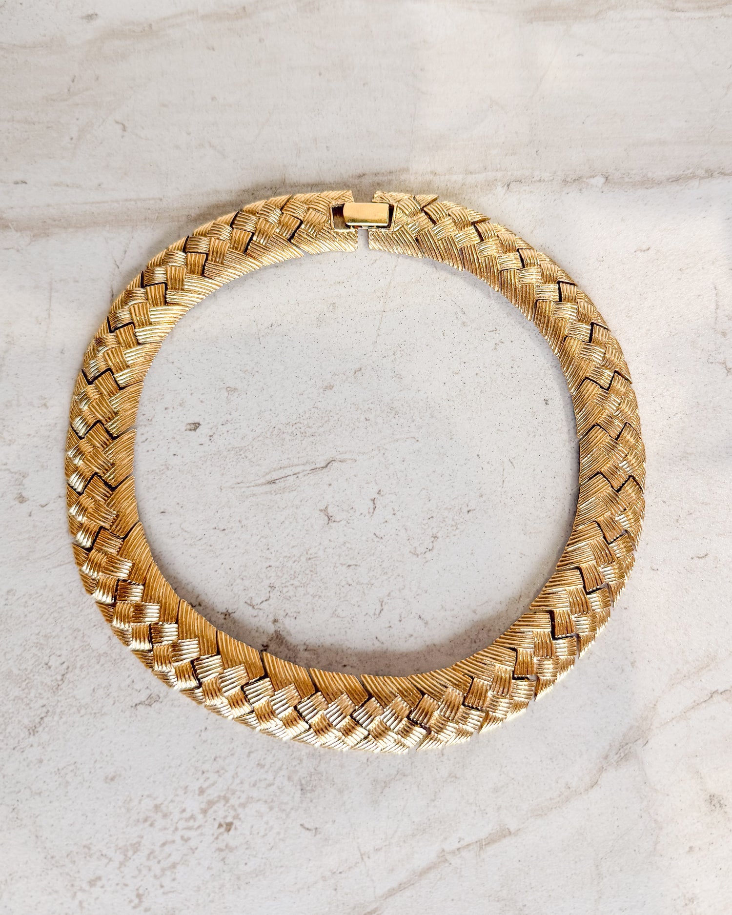 Vintage Signed Gold Braided Necklace