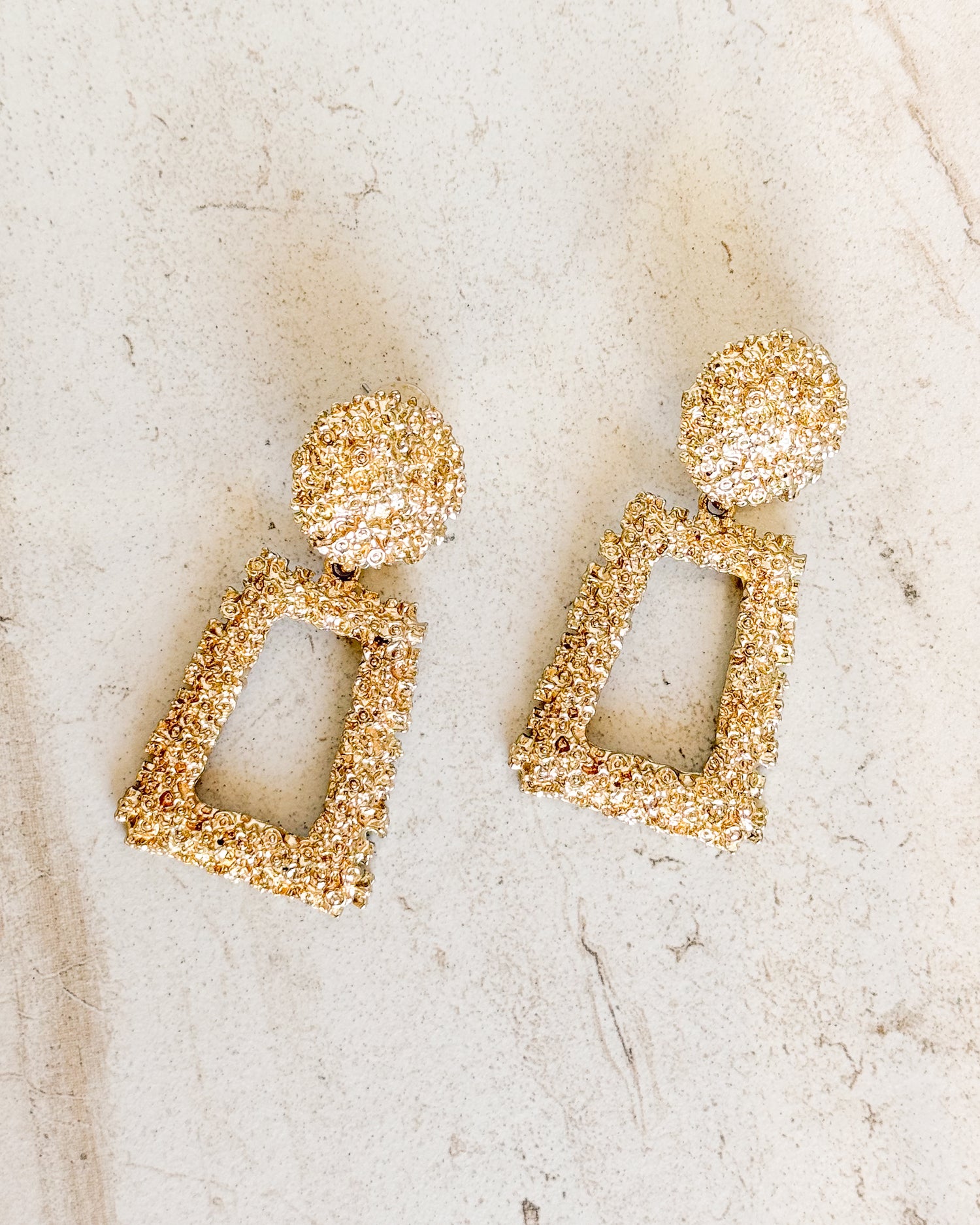 Vintage Gold Geometric Statement Drop Earrings