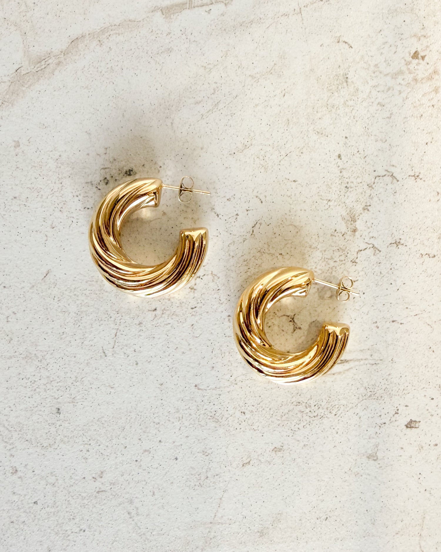 Twisted Hoop Earrings waterproof