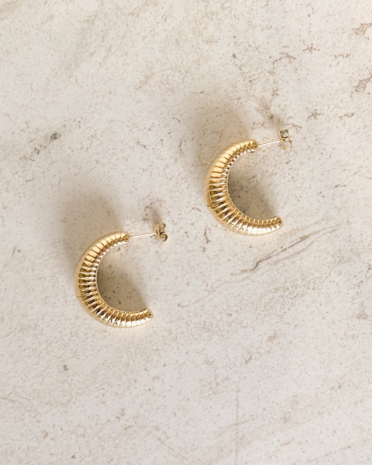 Textured Half Hoop Earrings Waterproof