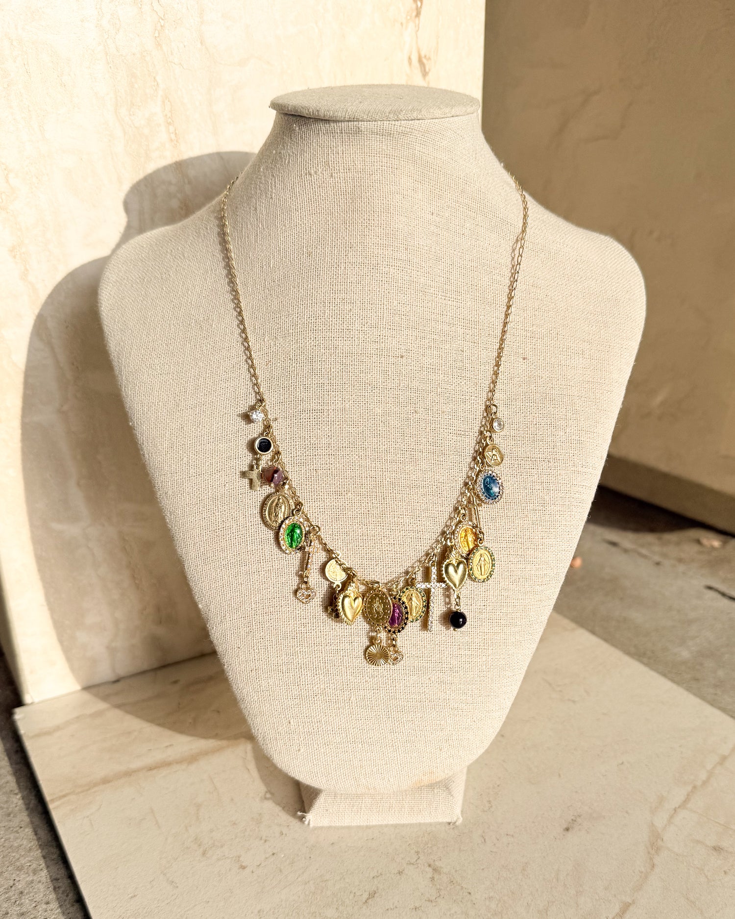 Vintage 18kt Gold Plated Religious Charm Necklace