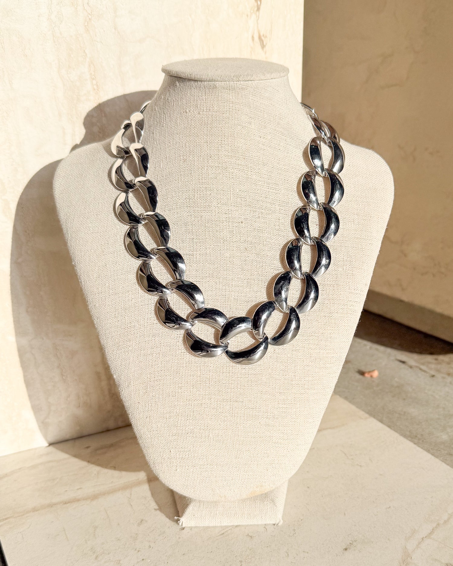 Vintage Chucky Sliver Tone Link Chain Necklace