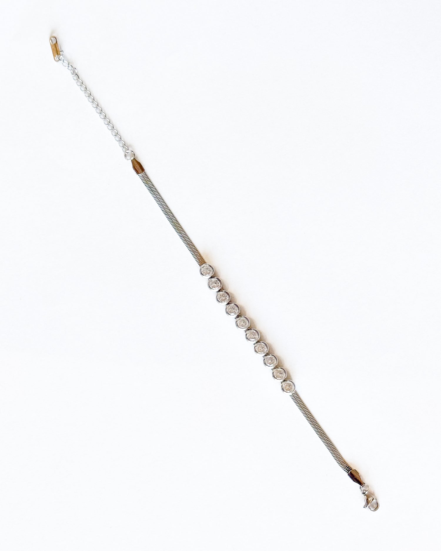 Gold Bracelet with Clear Rhinestone Rounds