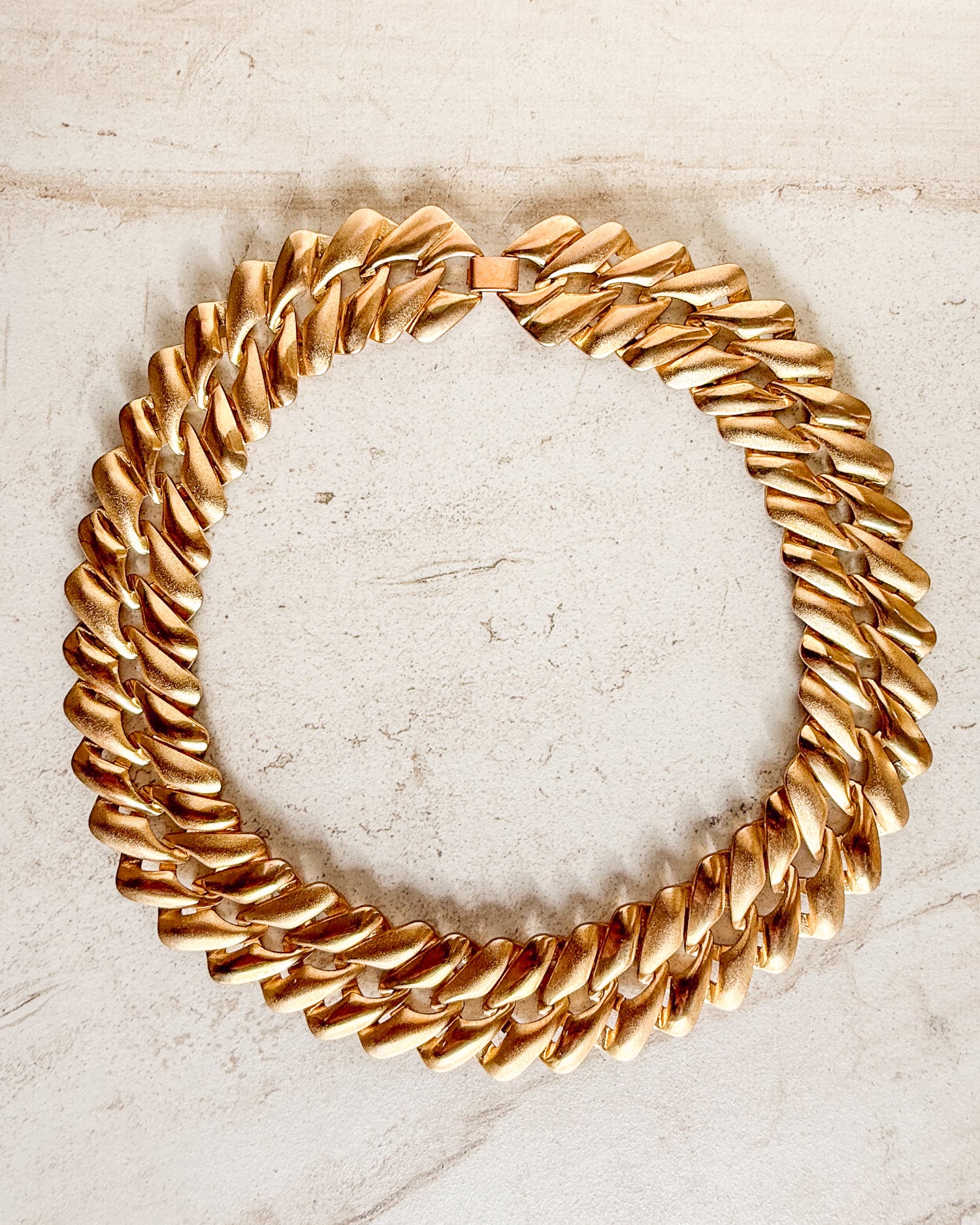 Vintage Gold Plated Thick Woven Chain Necklace