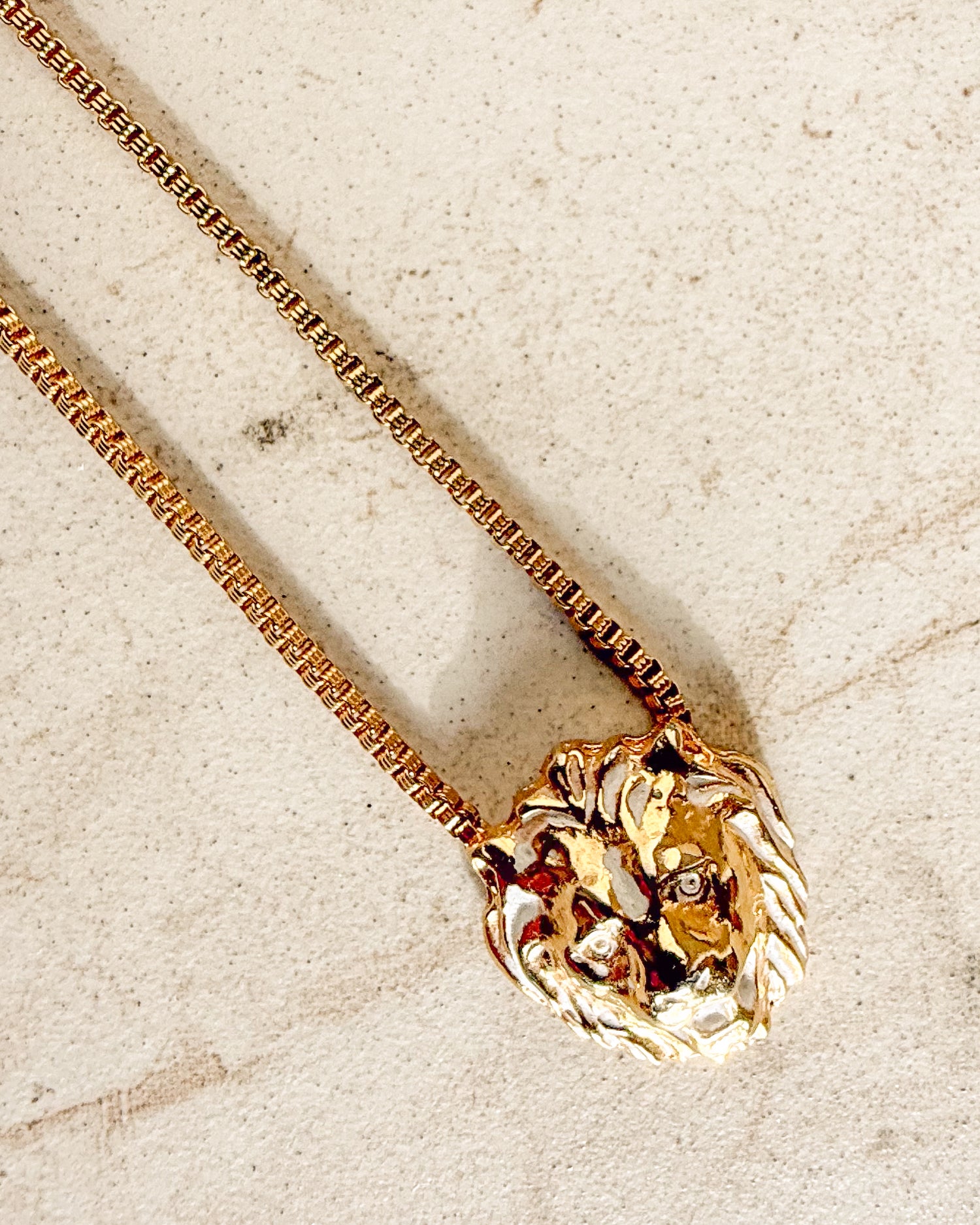 Vintage Lion Head gold necklace