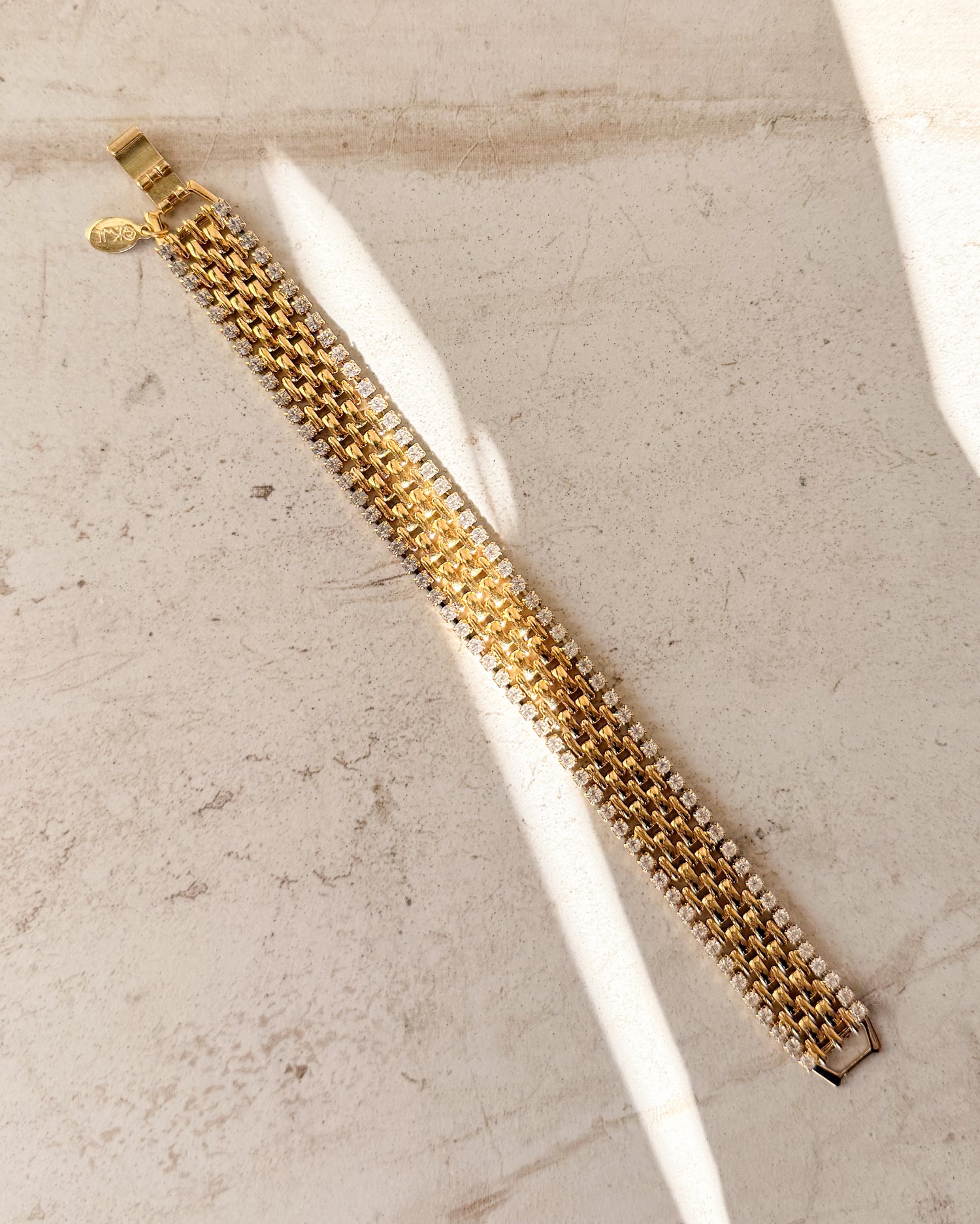 Vintage Signed Multi- Row Sparkling Rhinestone Bracelet