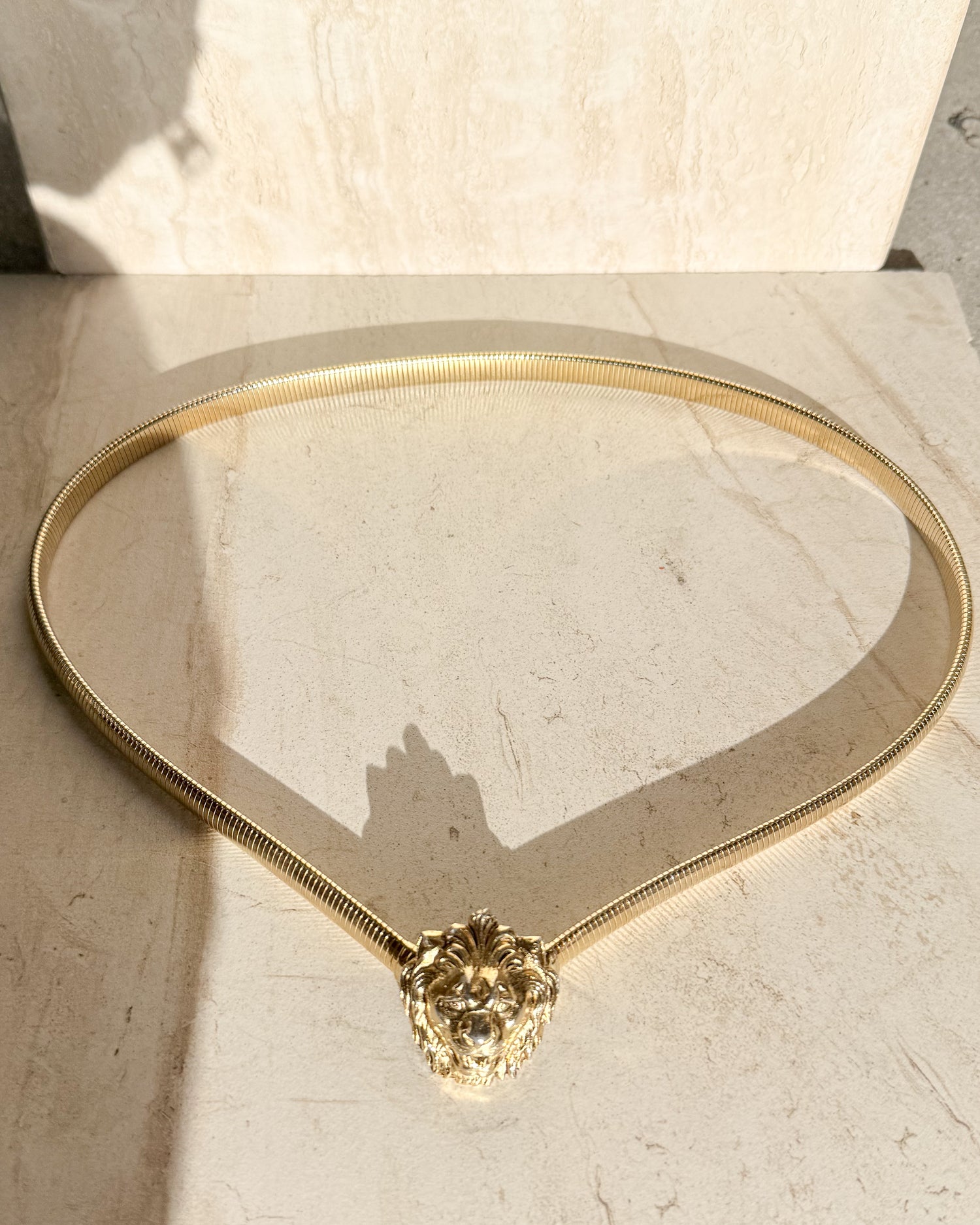 Vintage Signed Lion Head Stretch Belt small