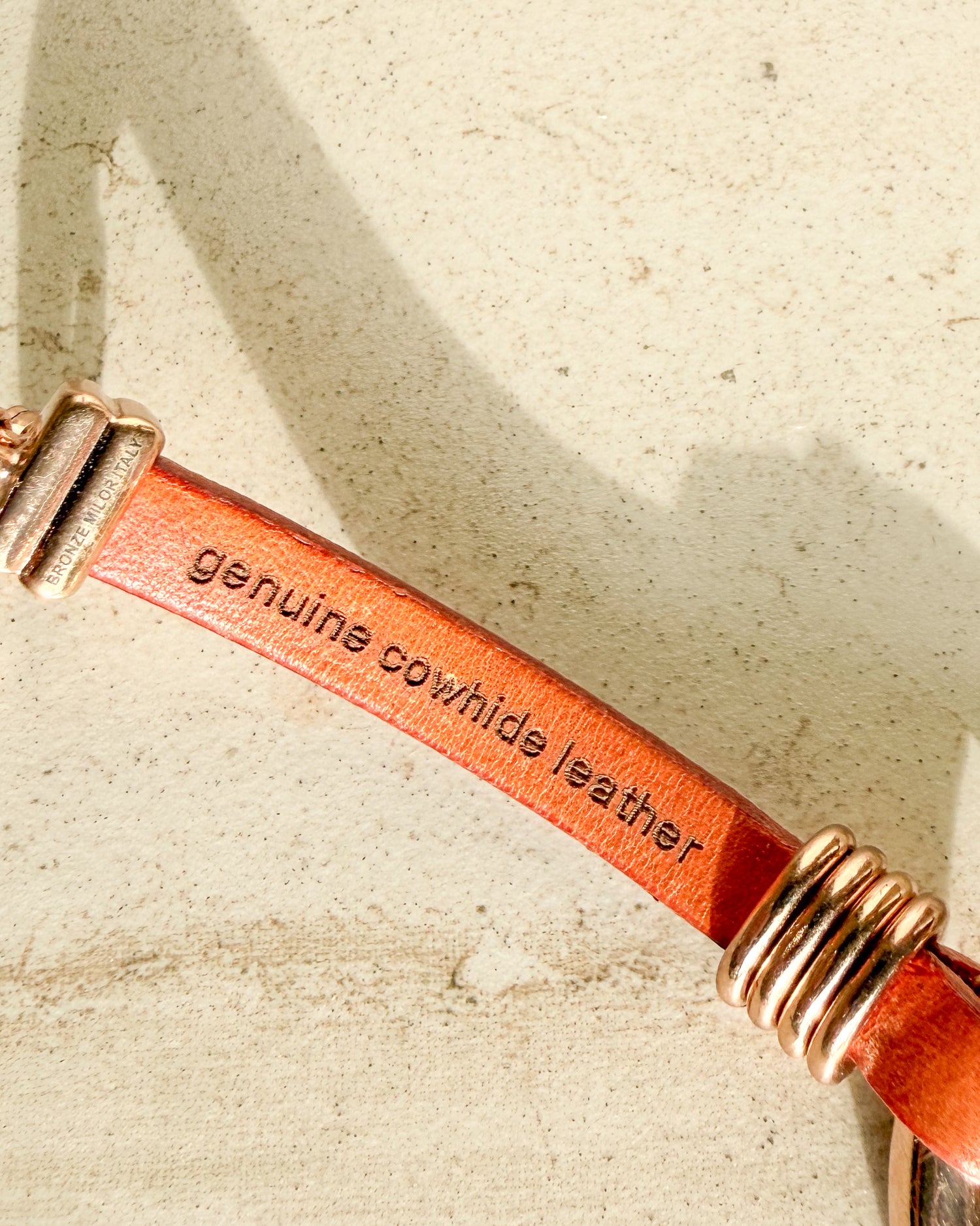 Vintage Bronzo Italia Leather Link Bracelet